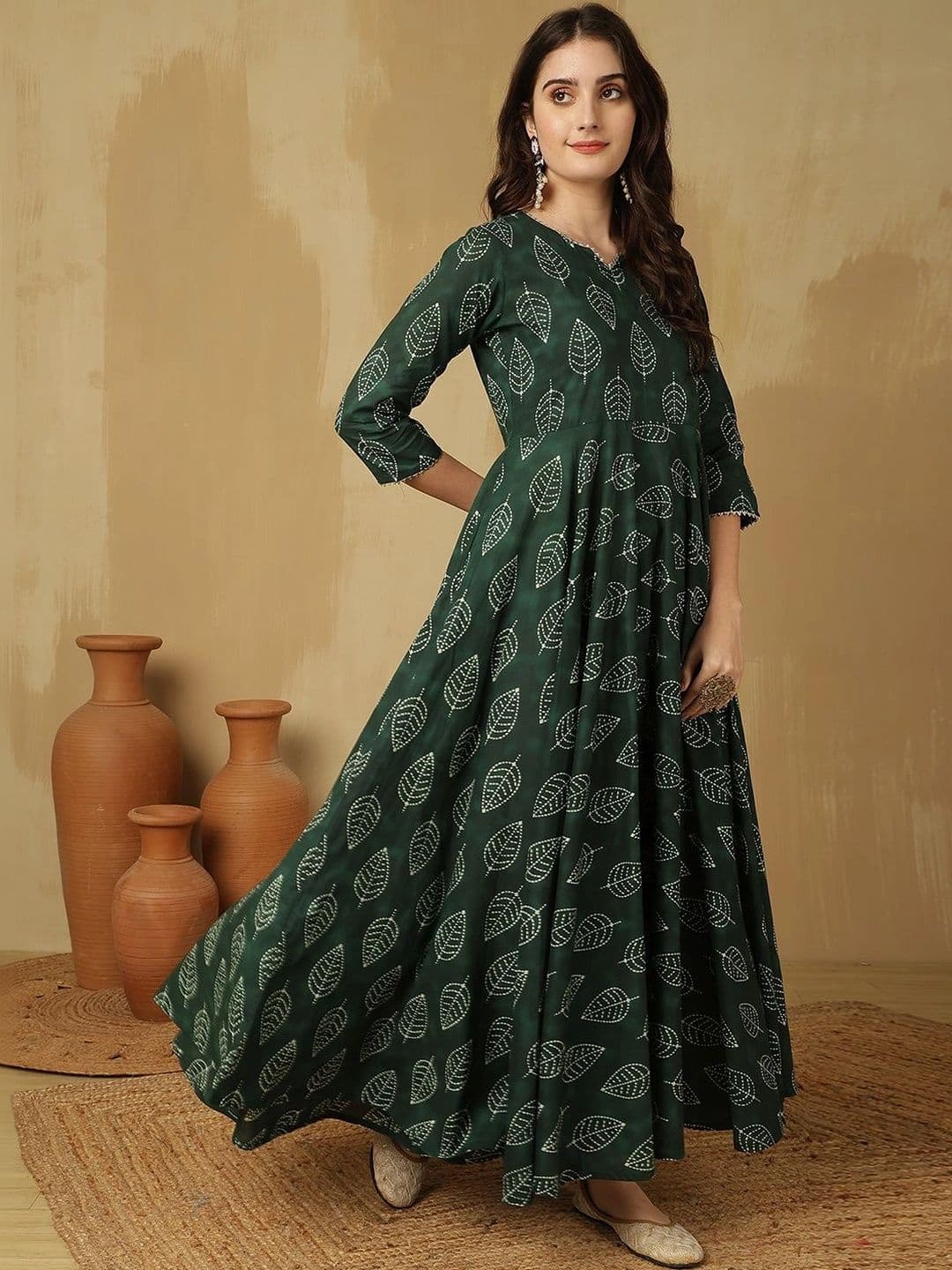 Sangria Women Ethnic Motifs Printed Cotton Anarkali Kurta thumbnail 4
