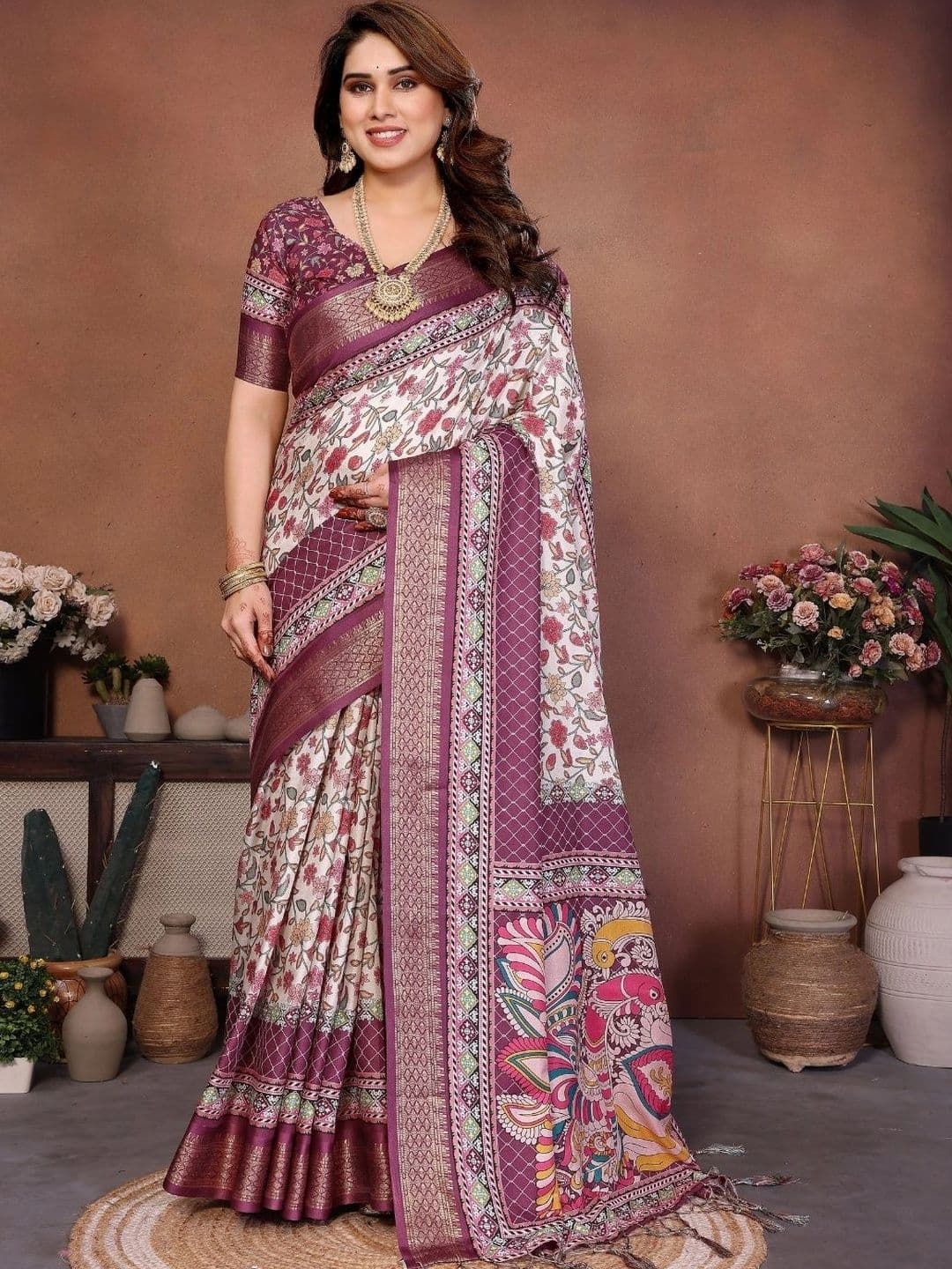 Mitera Floral Zari Designer Saree - view 1
