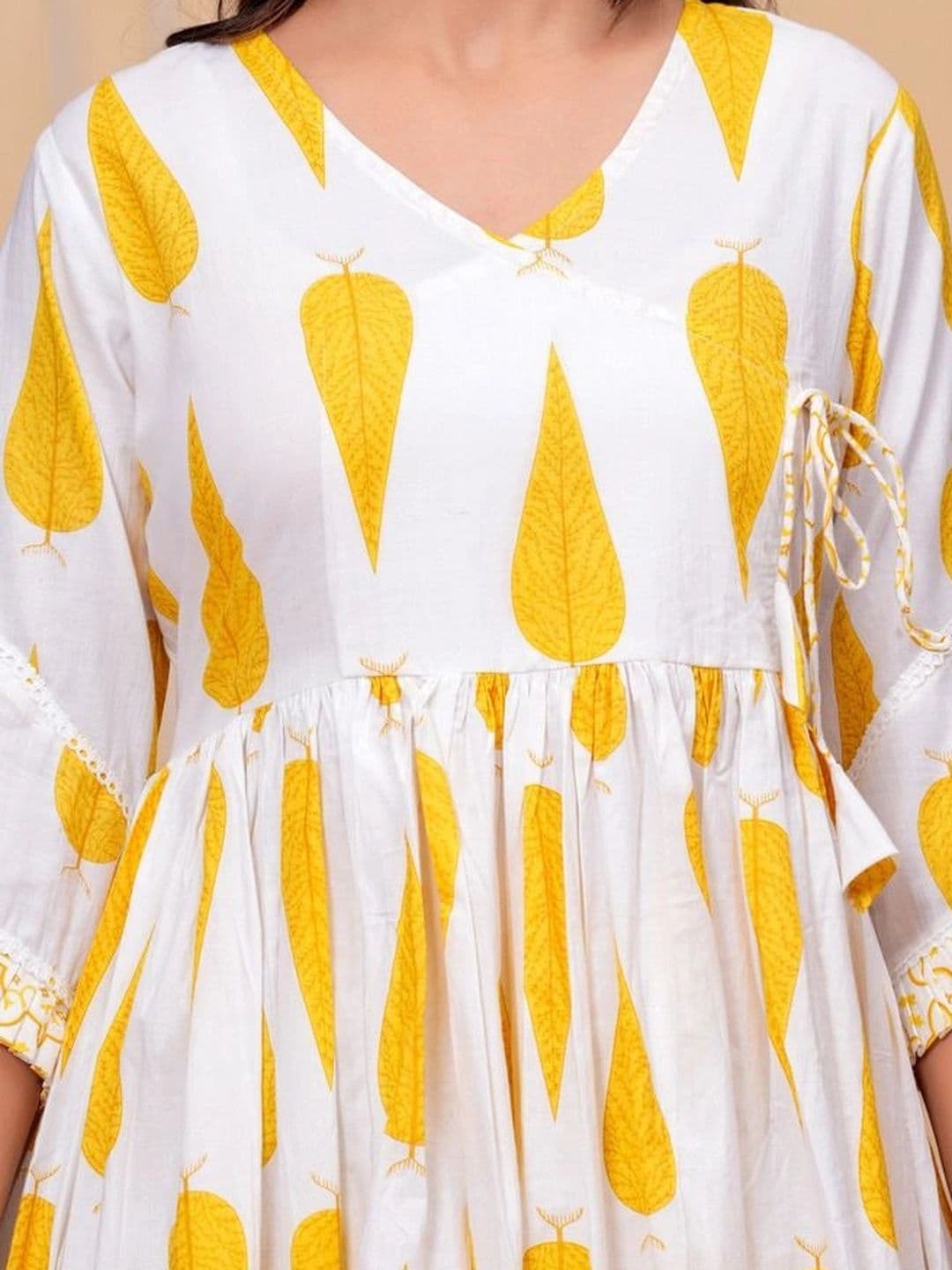 MEERA FAB Women Ethnic Motifs Printed Angrakha Pure Cotton Kurta with Trousers & With Dupatta thumbnail 3