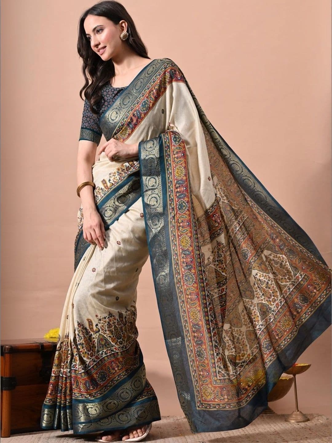 KALINI Woven Design Zari Silk Cotton Saree thumbnail 6