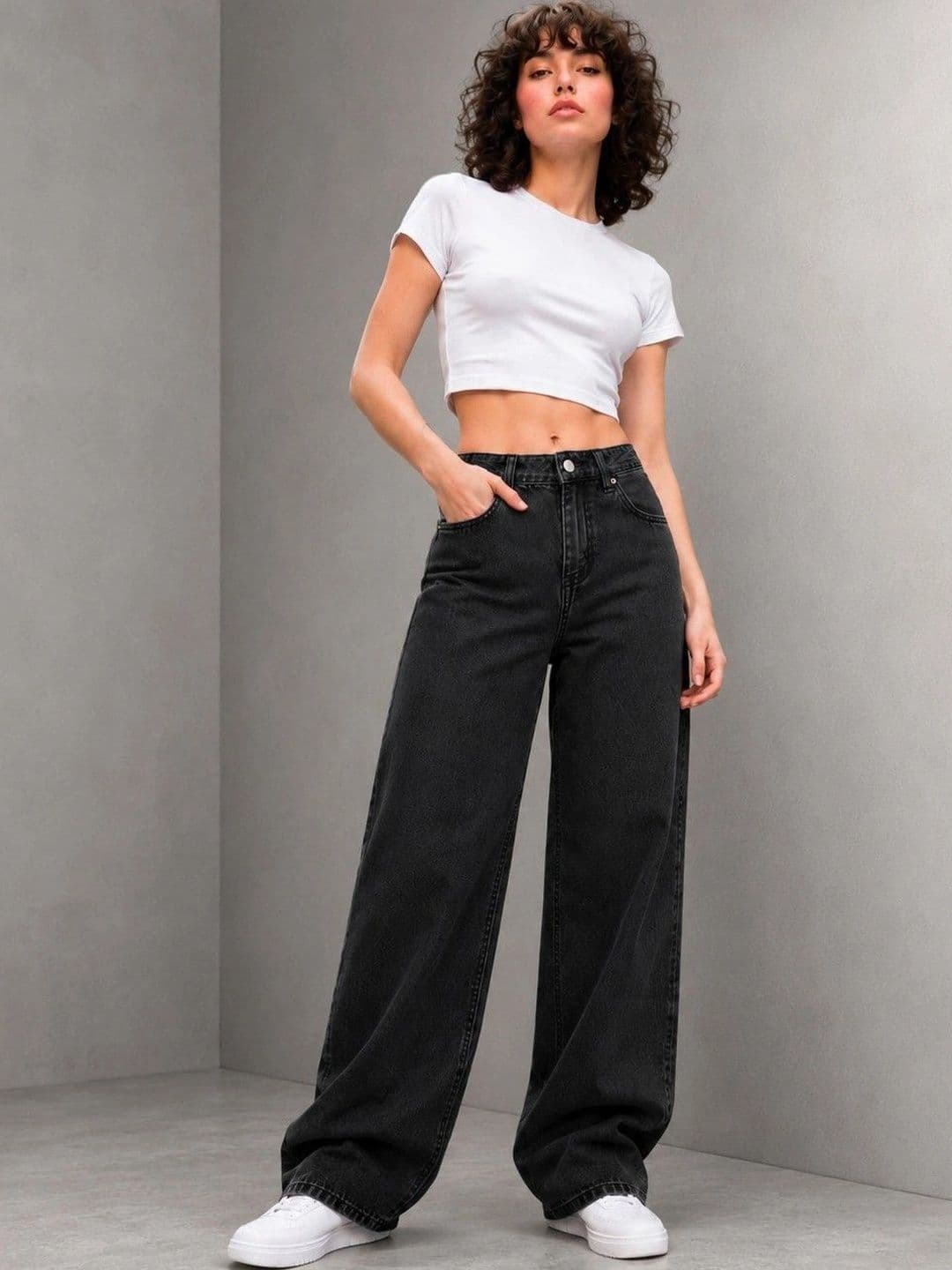 DressBerry Women Comfort Wide Leg High-Rise Light Fade Stretchable Jeans thumbnail 4