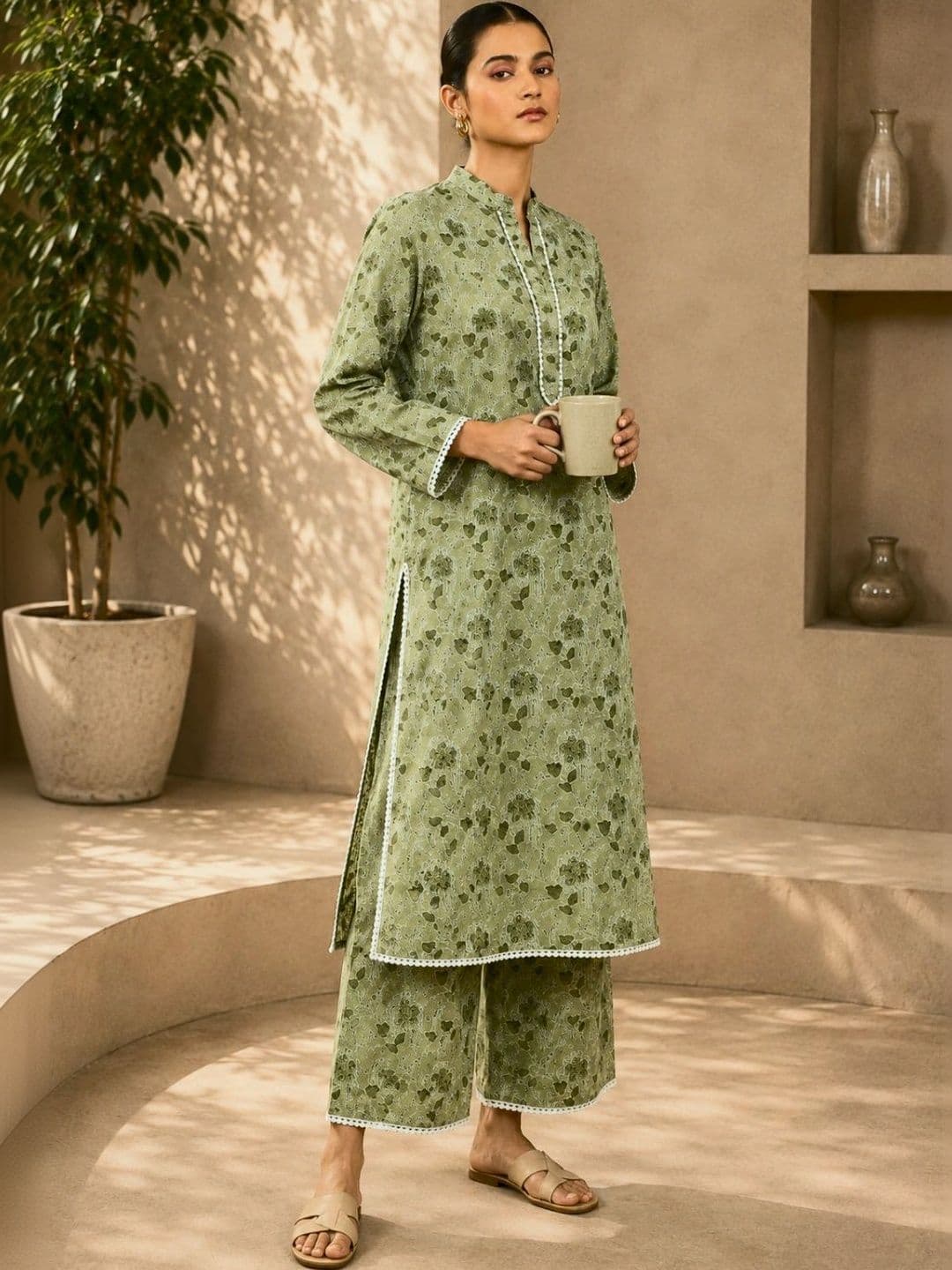 SILCHIC Women Ethnic Motifs Printed Regular Pure Cotton Kurta with Palazzos & With Dupatta thumbnail 5