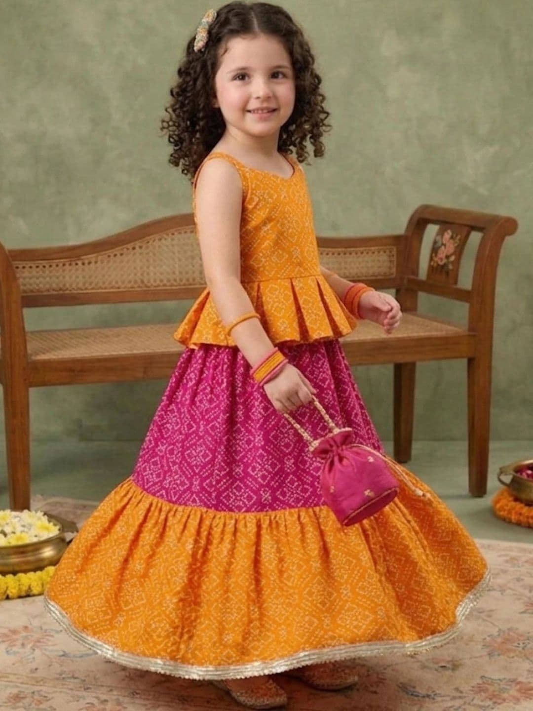 Sangria Girls Printed Ready to Wear Lehenga & thumbnail 5