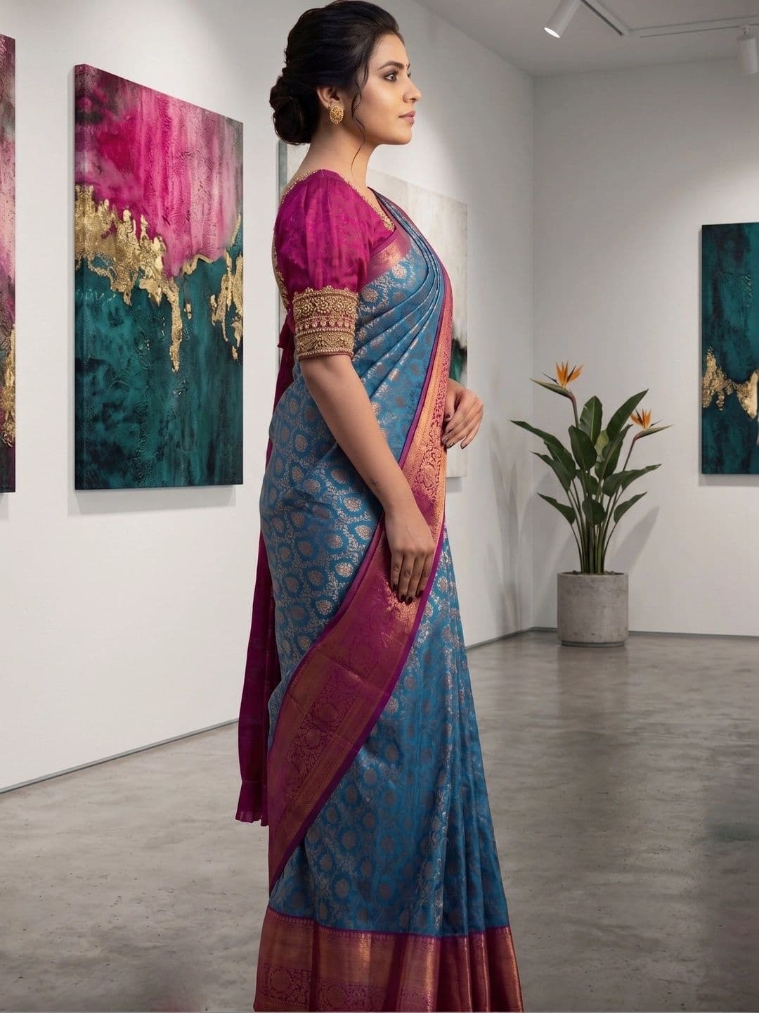 RUTVA FASHION Woven Design Zari Art Silk Banarasi Saree thumbnail 5