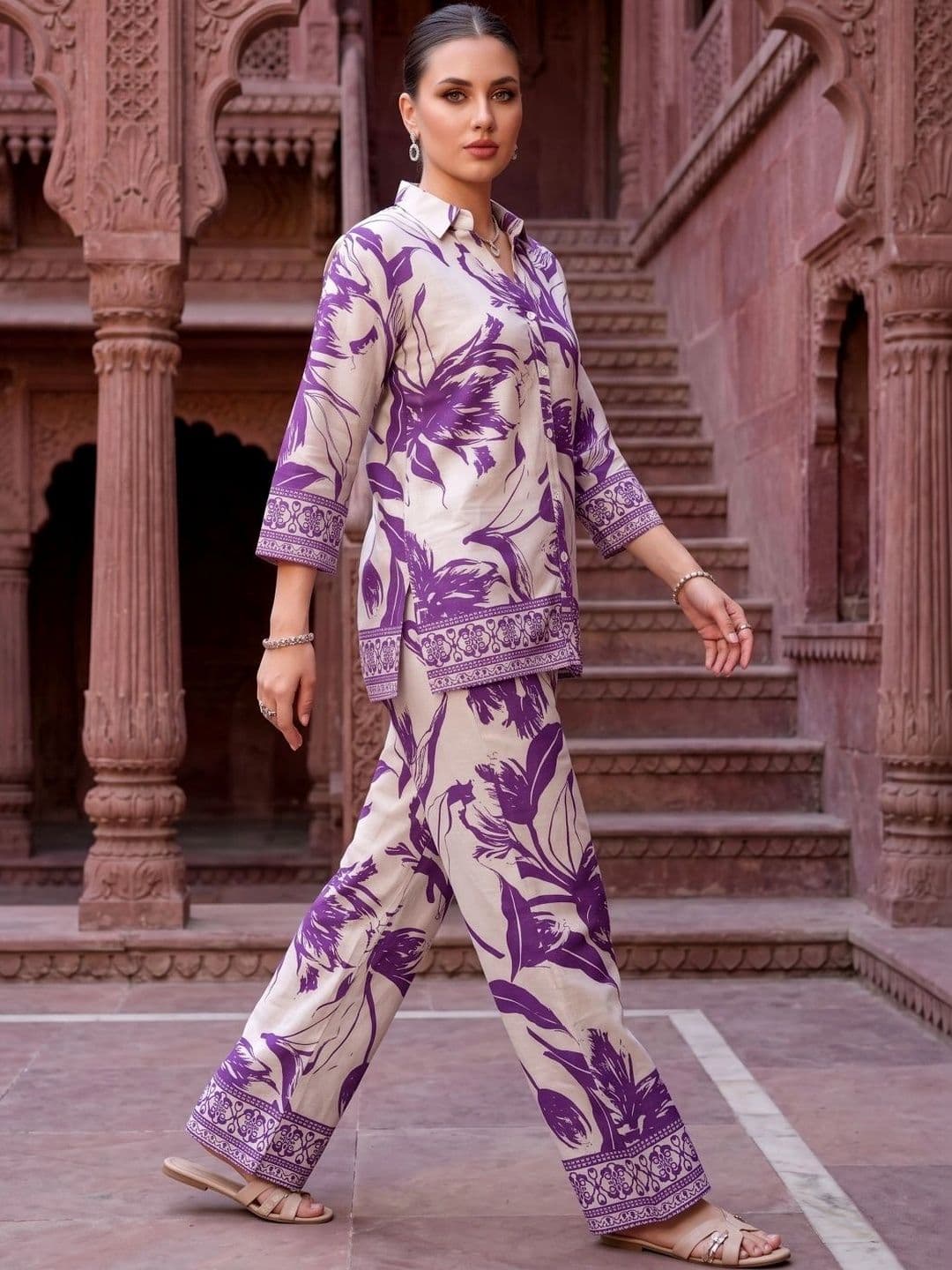 Laasika Floral Printed Shirt with Trousers thumbnail 5