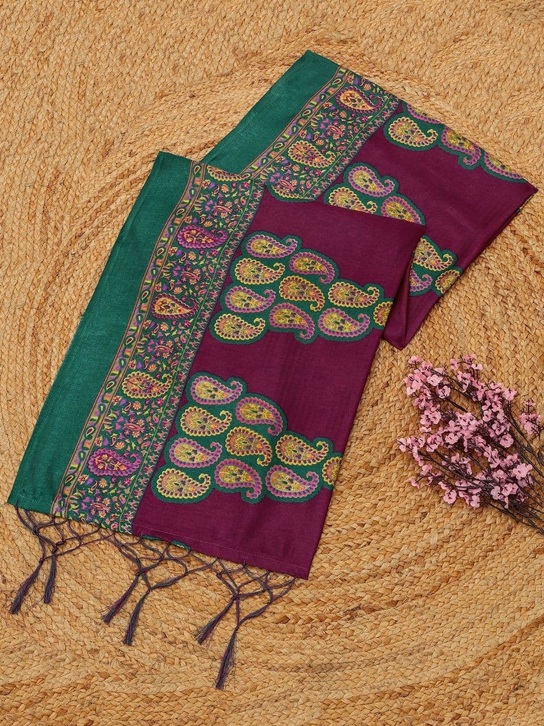 Soch Paisley Embroidered Dupatta with Thread Work - view 1