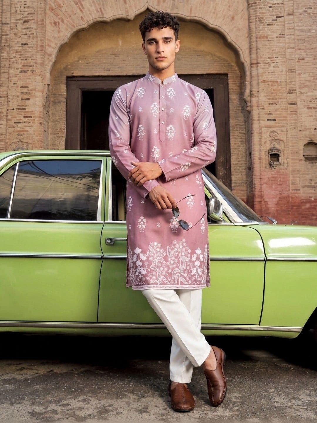 DRIP CHOWK Men Floral Printed Floral Kurta thumbnail 3