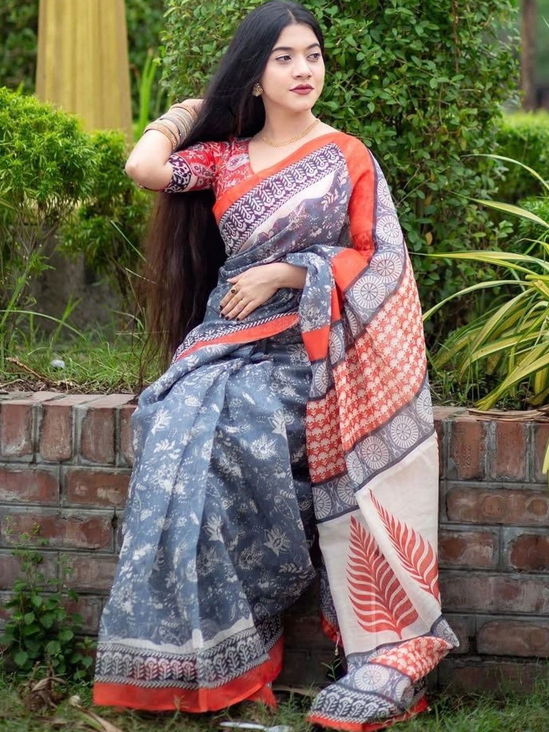 Moda Rapido Floral Pure Cotton Saree thumbnail 3