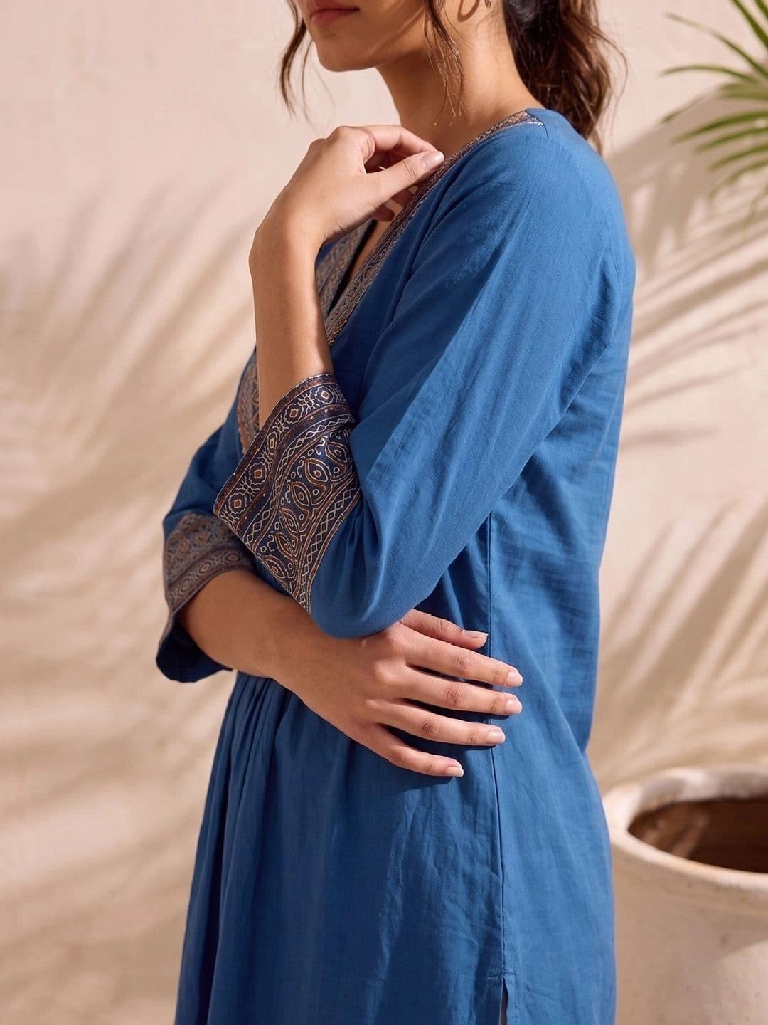 KALAMIR Women Ethnic Motifs Printed Cotton Straight Kurta thumbnail 7