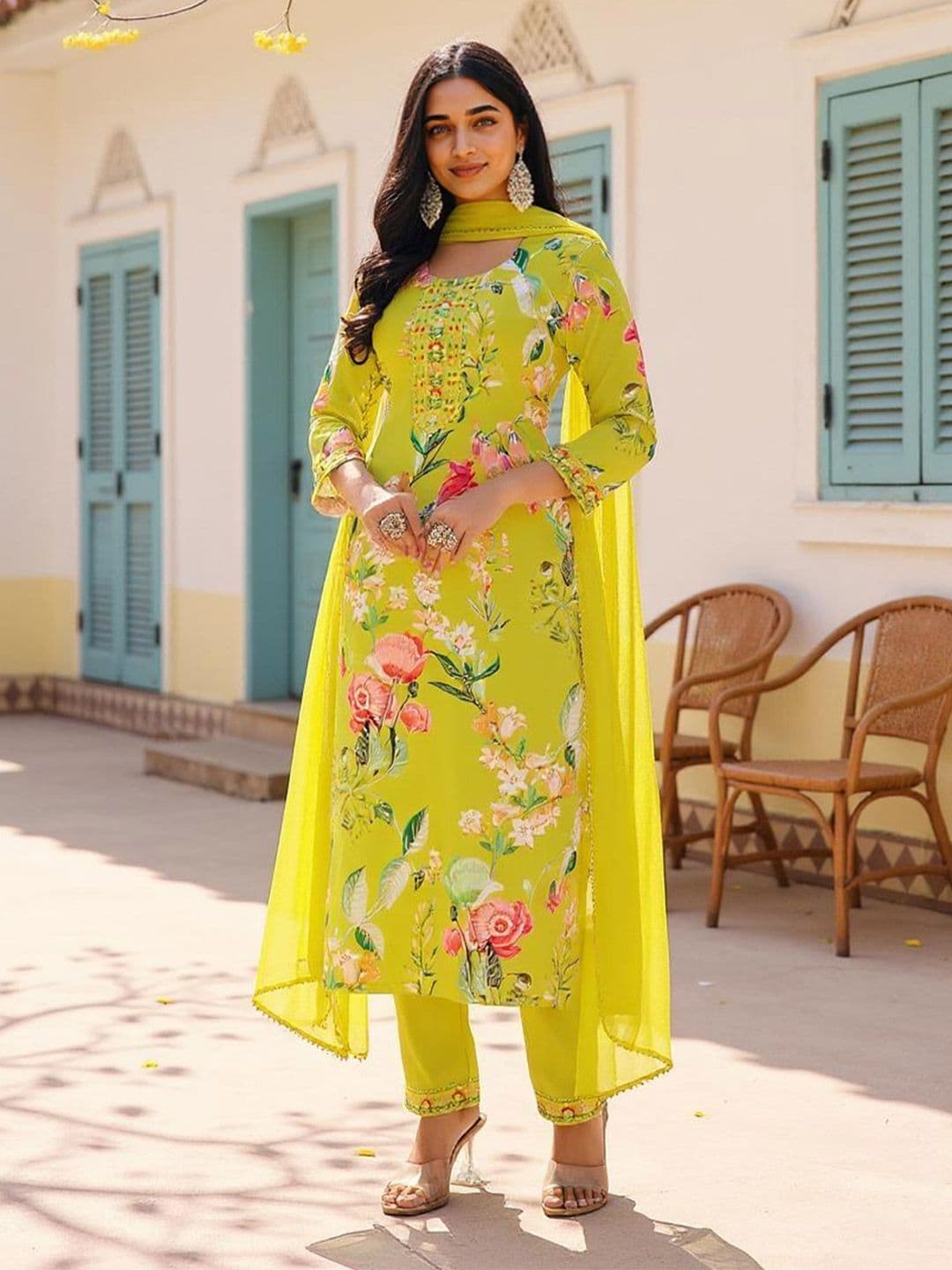 SZN Women Floral Printed Cotton Kurta with Trousers & With Dupatta thumbnail 3