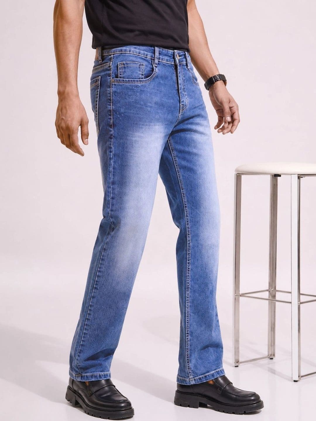GEX Men Jean Regular Fit Mid-Rise Low Distress Stretchable Jeans thumbnail 6