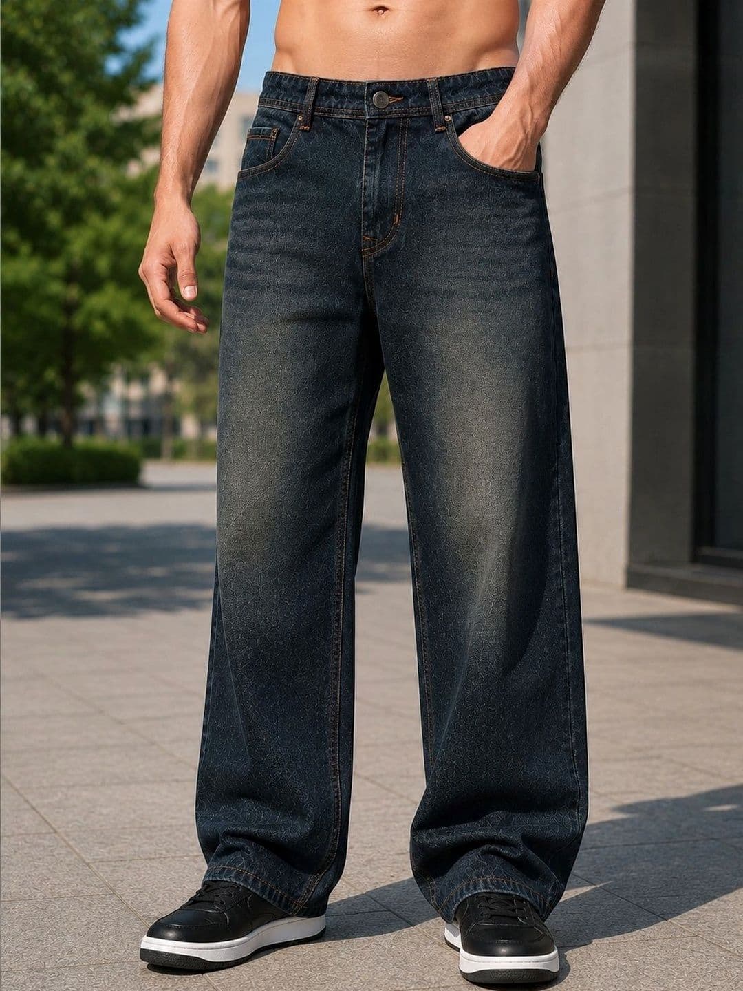 FALKRA Men Mid-Rise Low Distress Jeans thumbnail 4