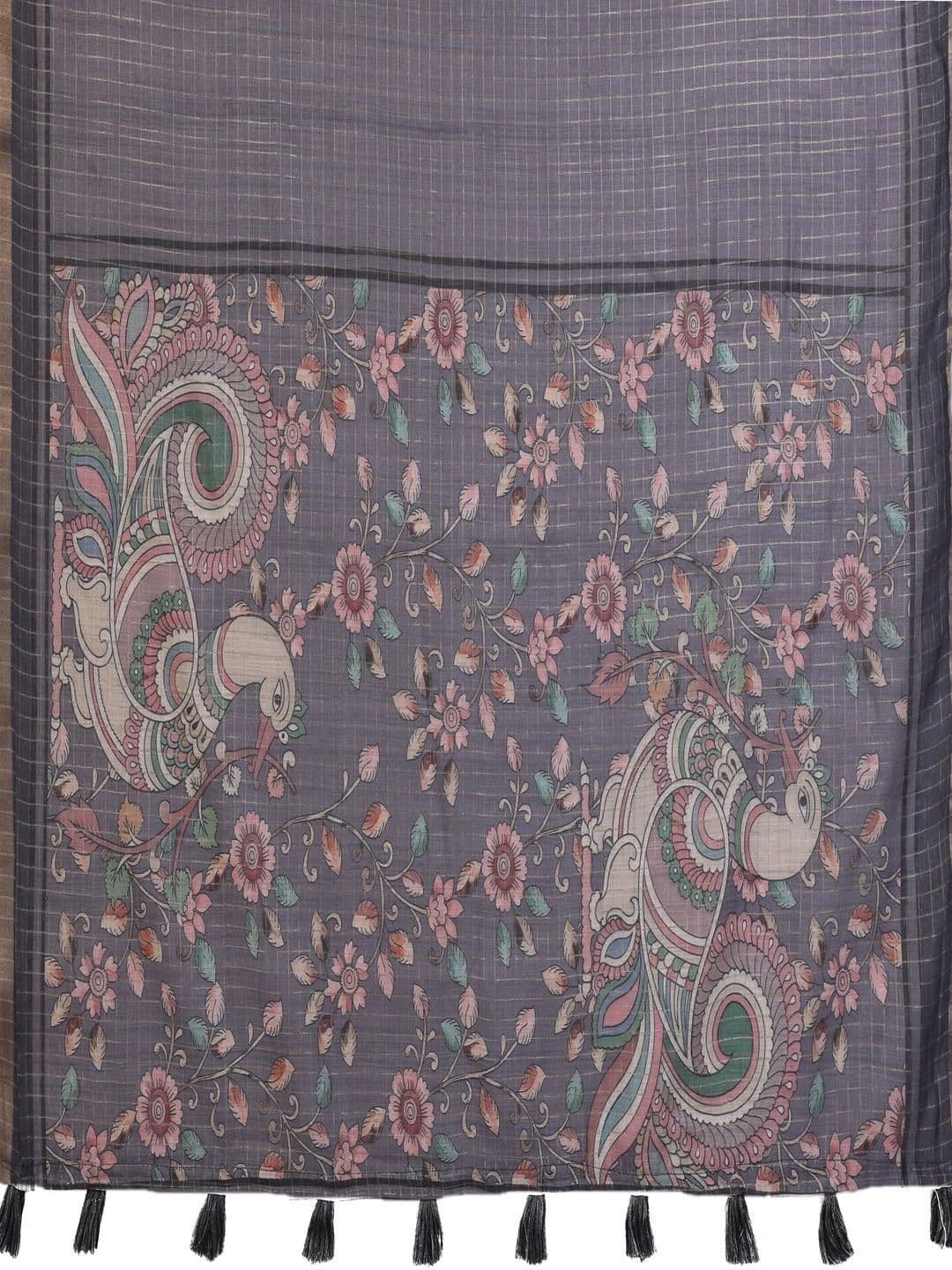 Pixie lane Checked Printed Zari Saree thumbnail 4