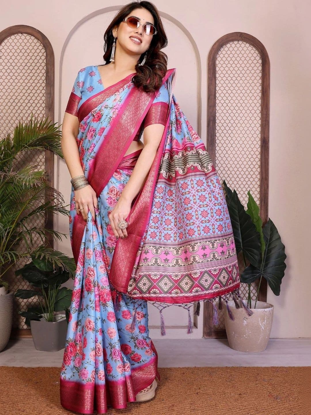 Mitera Floral Designer Saree - view 1