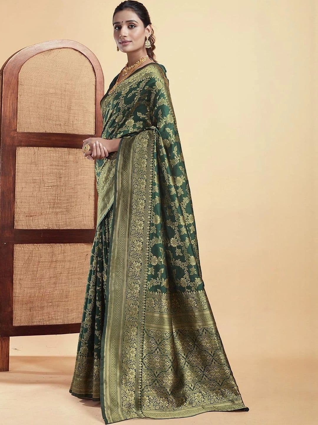 SANISA Ethnic Motifs Zari Silk Blend Saree thumbnail 3