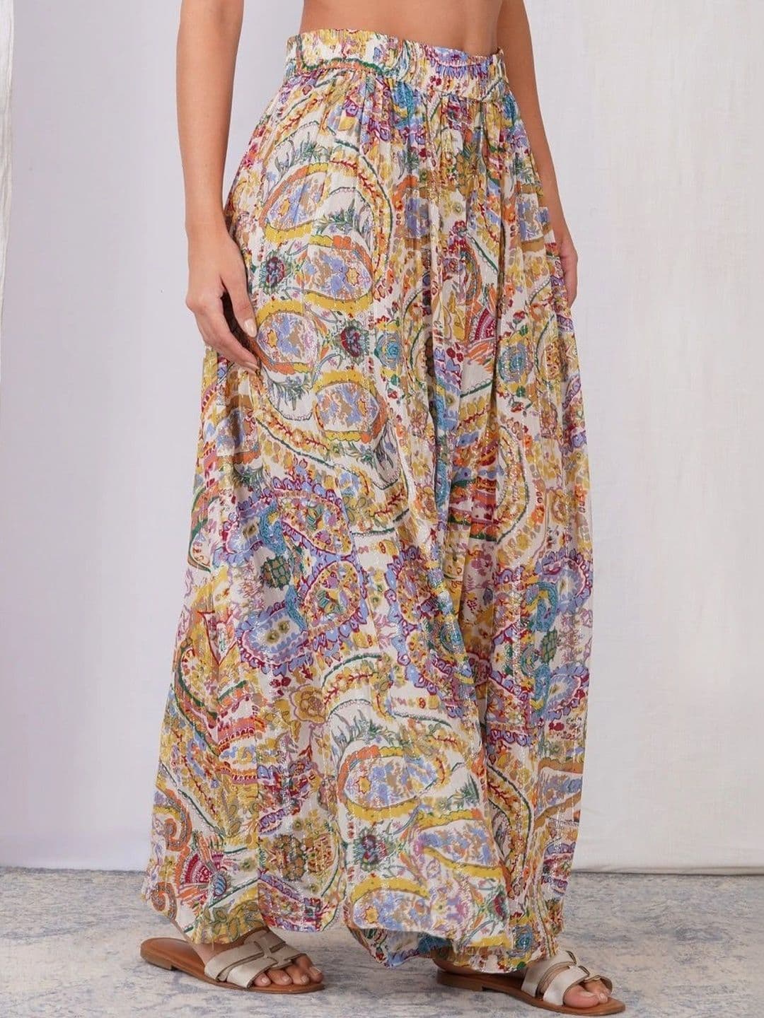 zuri Women Georgette Paisley Bohemian Maxi Flared Skirt - view 1