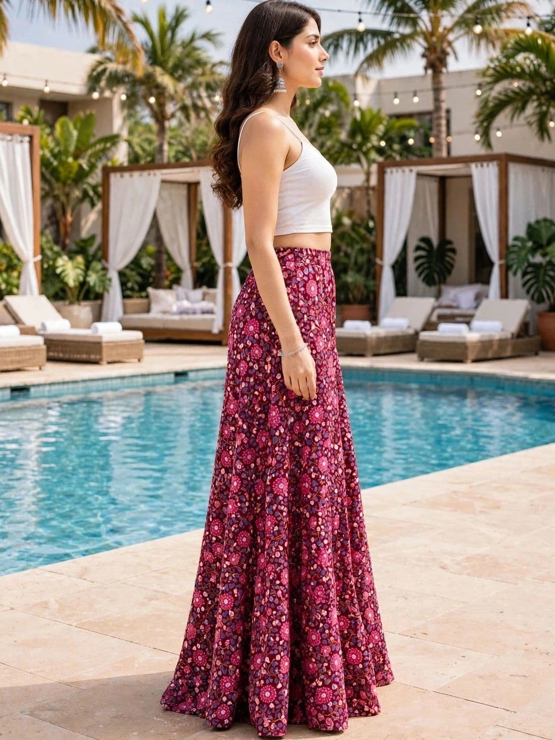 DIVYABHUMI FASHION Women Floral Printed Crepe Ethnic Palazzos thumbnail 3