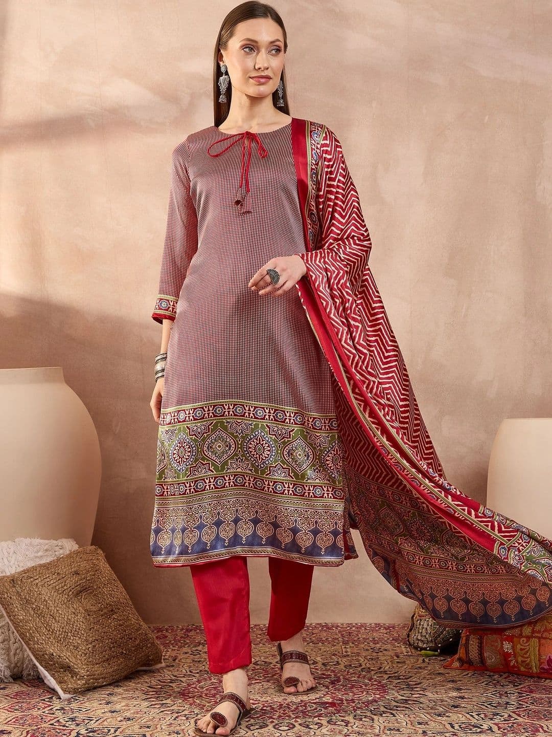 ZYVIRA Satin Unstitched Dress Material - view 1