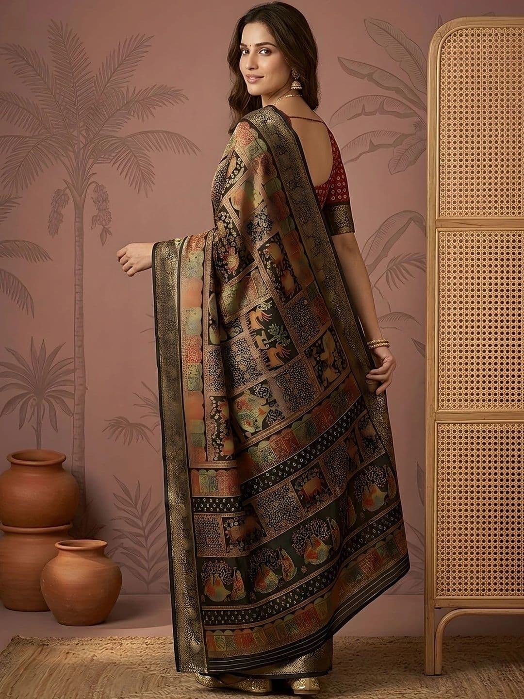 Sangria Woven Design Zari Silk Blend Saree thumbnail 5