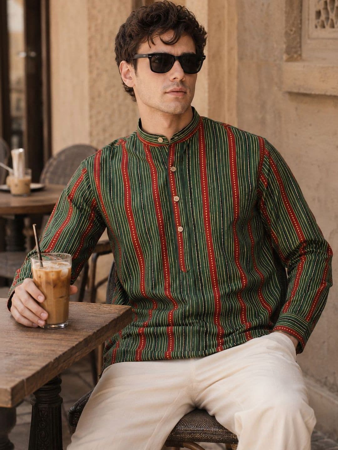 Anouk Men Cotton Striped Kurta thumbnail 5