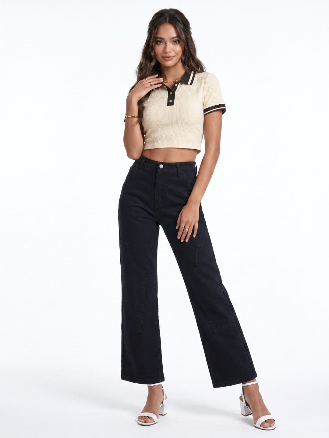 glitchez Women Straight Fit High-Rise Stretchable Jeans thumbnail 4