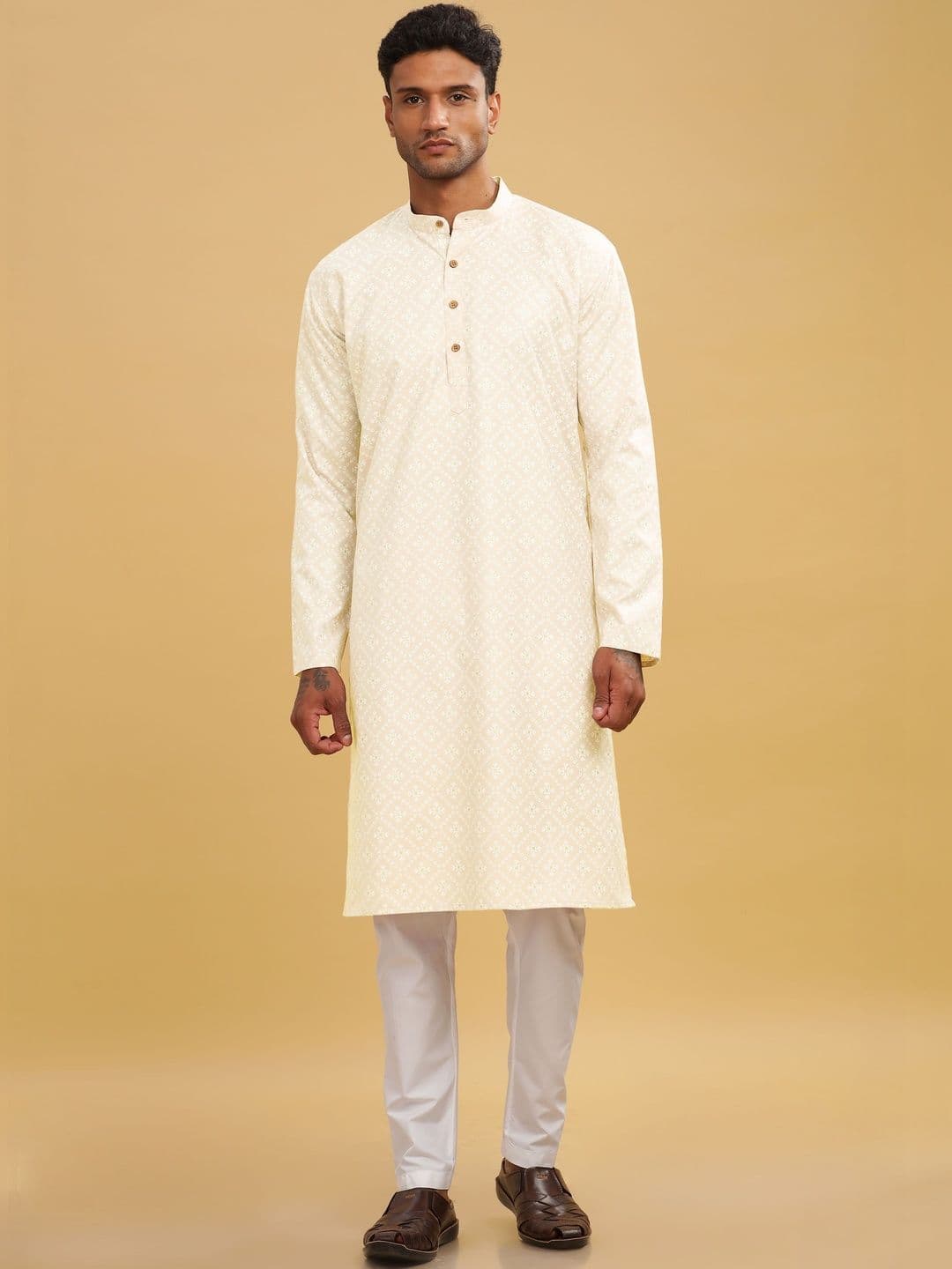 Anouk Printed Band Collar Straight Long Kurta thumbnail 3