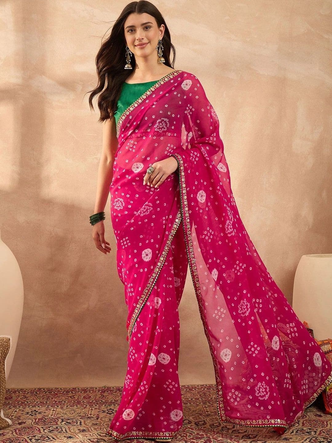 Sangria Bandhani Poly Georgette Designer Bandhani Saree - view 1