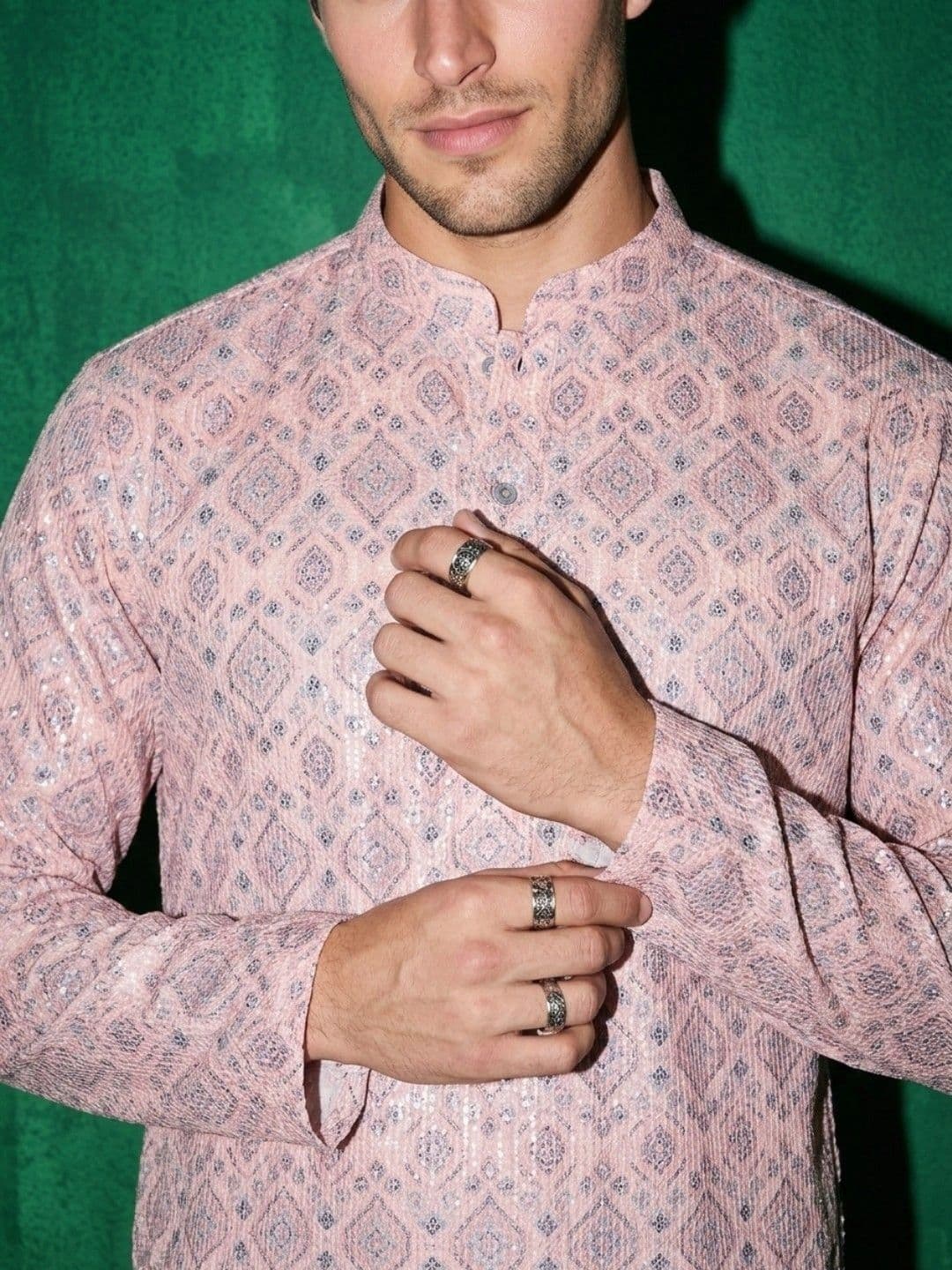 DRIP CHOWK Men Printed Emrbroidered Sequinned Kurta thumbnail 5