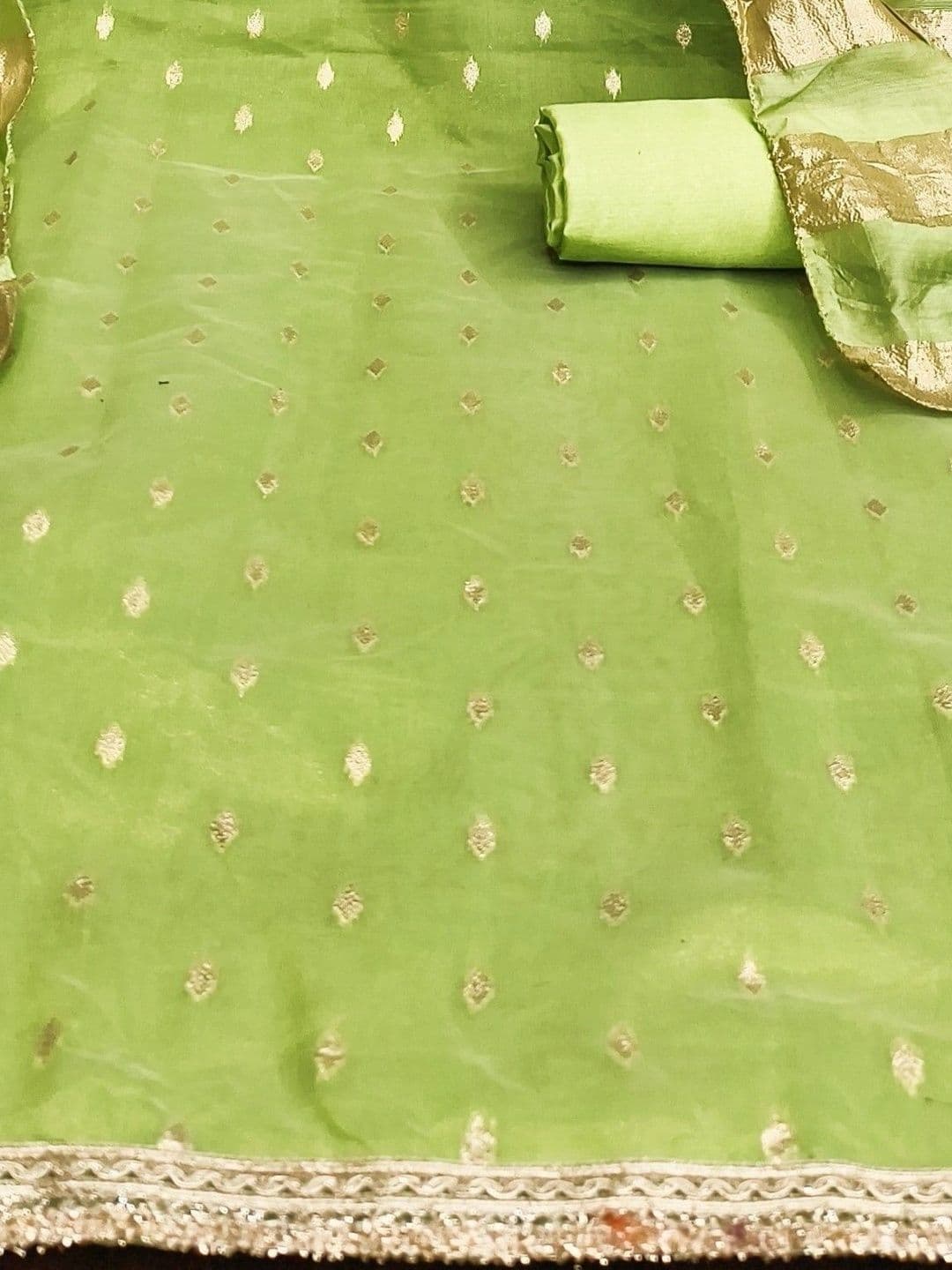 Dhaaga Ghar Embroidered Art Silk Unstitched Dress Material thumbnail 3