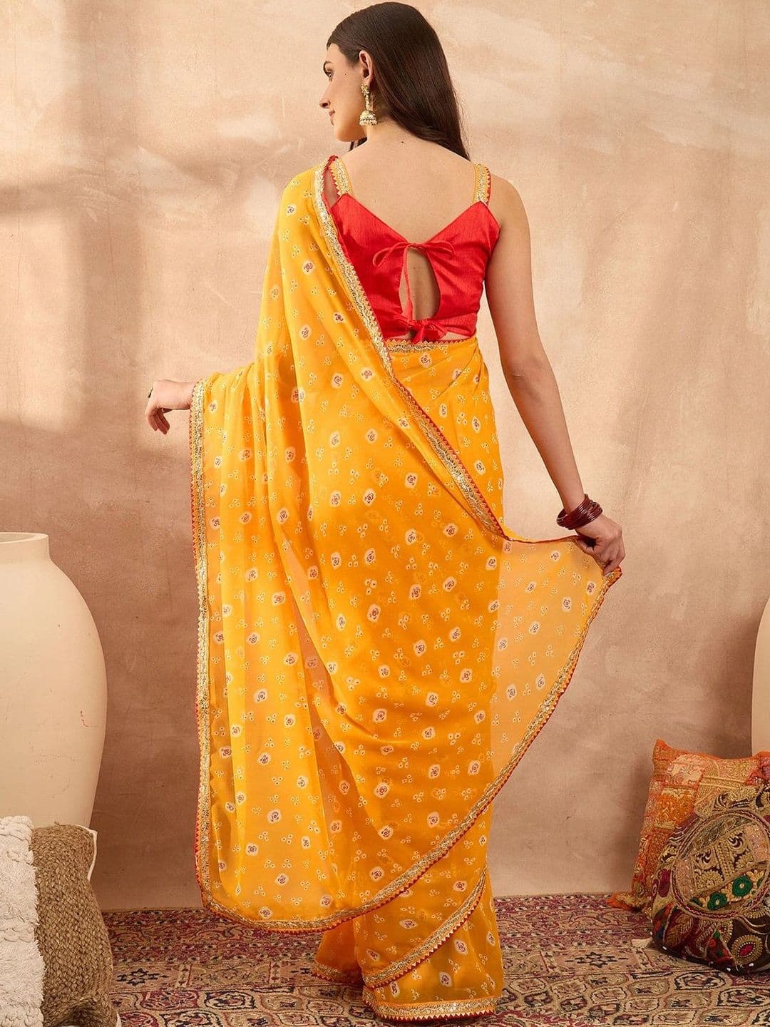 Sangria Bandhani Poly Georgette Designer Bandhani Saree thumbnail 6