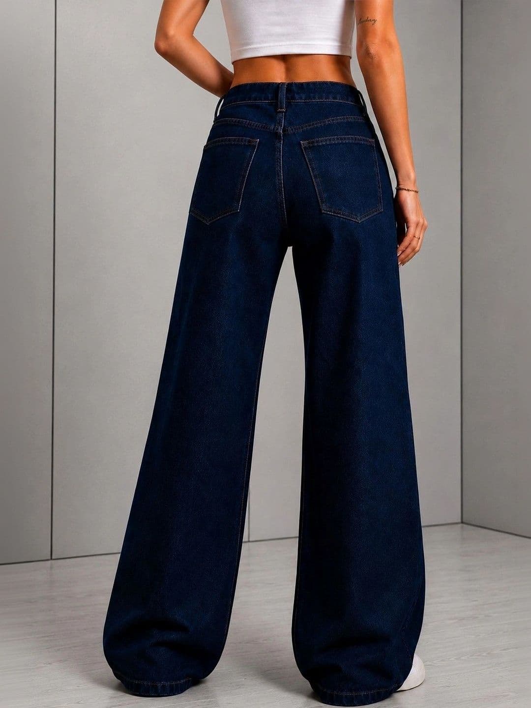 DressBerry Women Comfort Wide Leg High-Rise Stretchable Jeans thumbnail 4