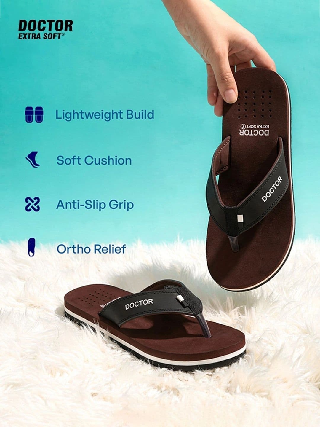 DOCTOR EXTRA SOFT Men Orthopedic Non-Slip Thong Flip-Flops thumbnail 2