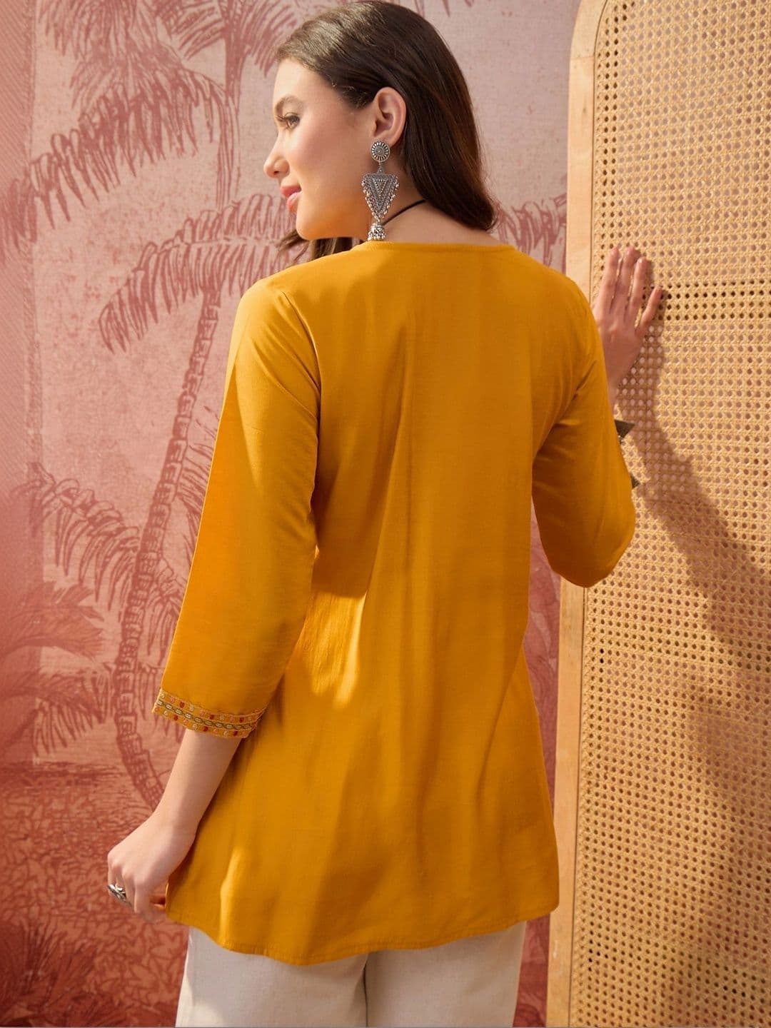 Sangria Floral Embroidered Empire Kurti thumbnail 4