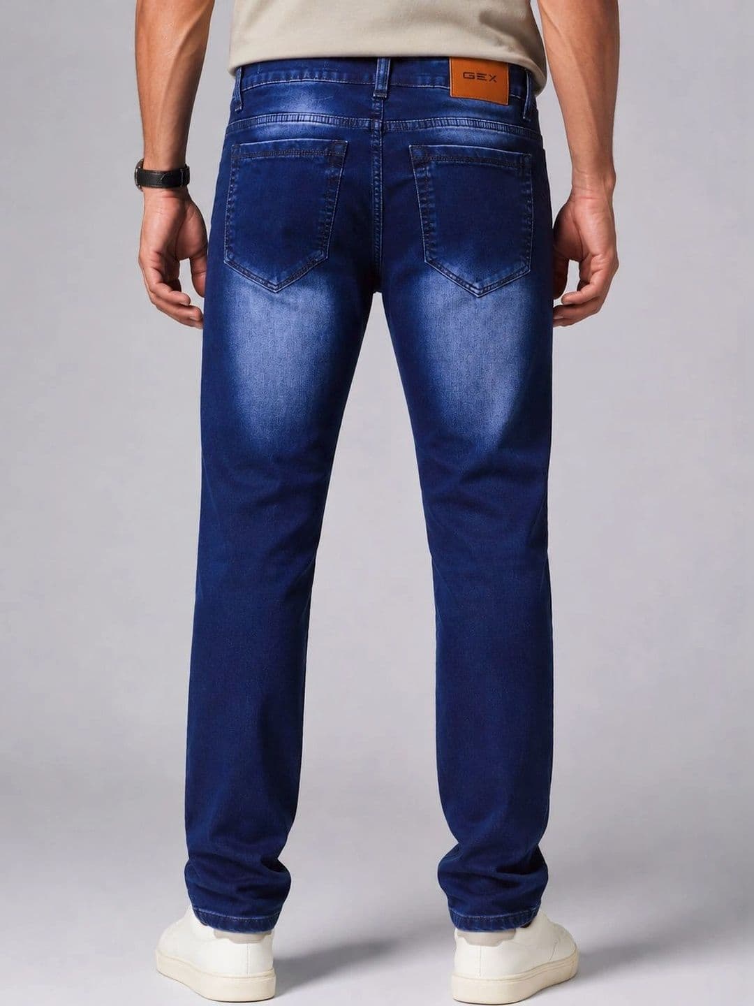GEX Men Jean Regular Fit Mid-Rise Low Distress Printed Stretchable Jeans thumbnail 5