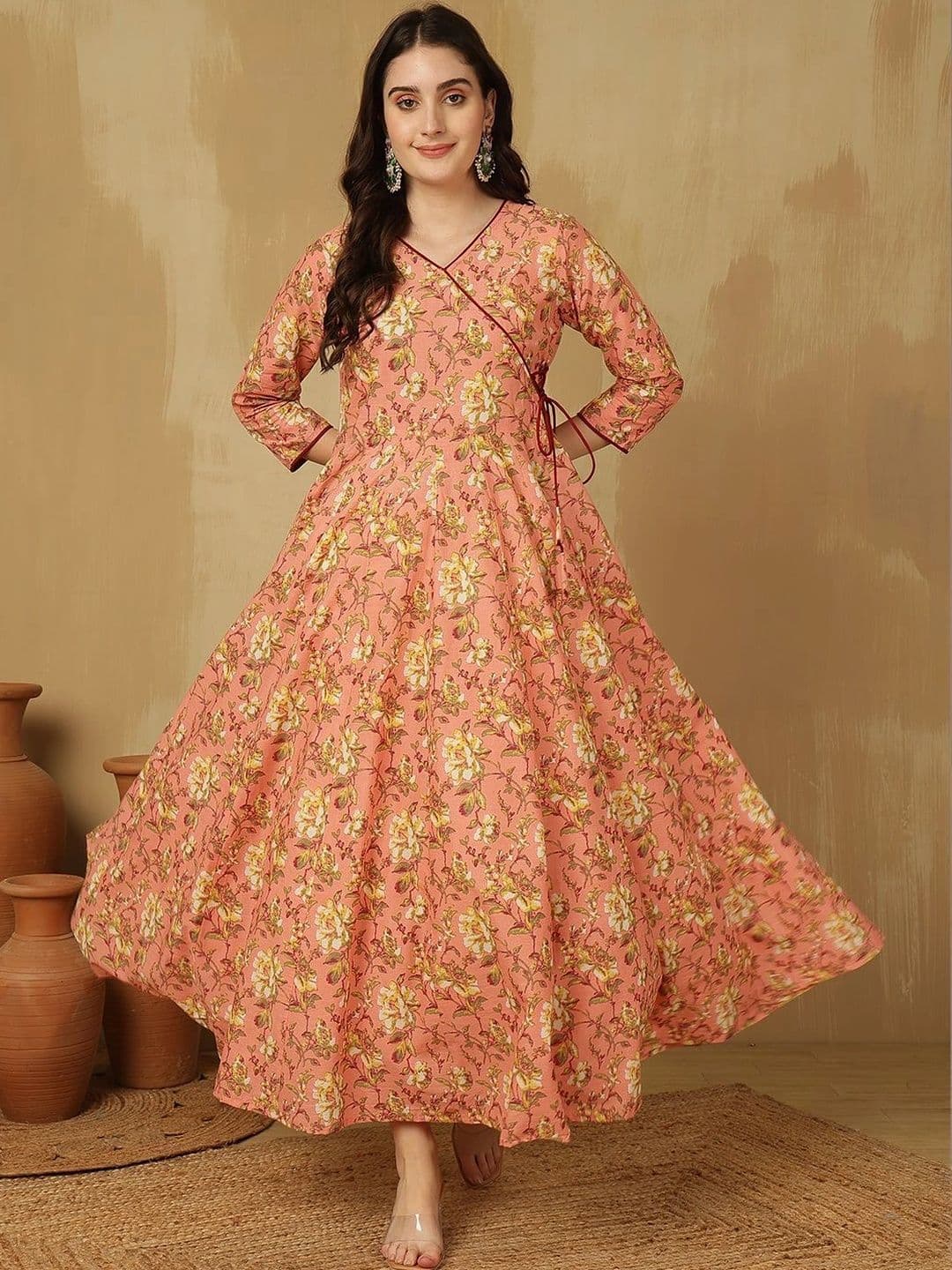 Sangria Women Floral Printed Floral Anarkali Kurta - view 1