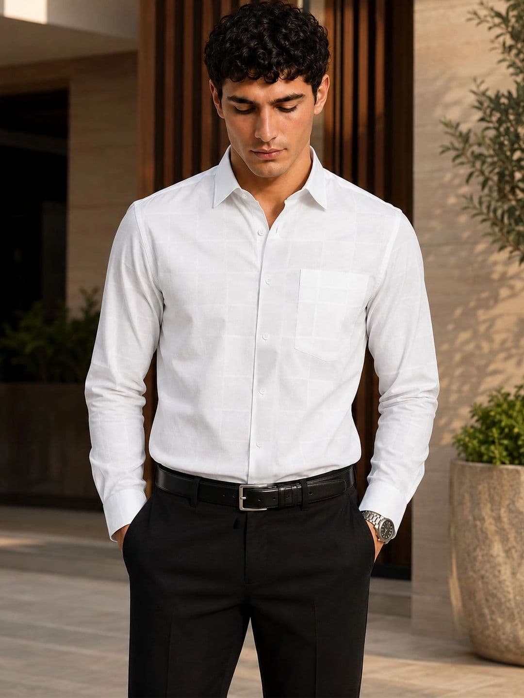 ADRO Men Standard Windowpane Checks Casual Shirt thumbnail 5