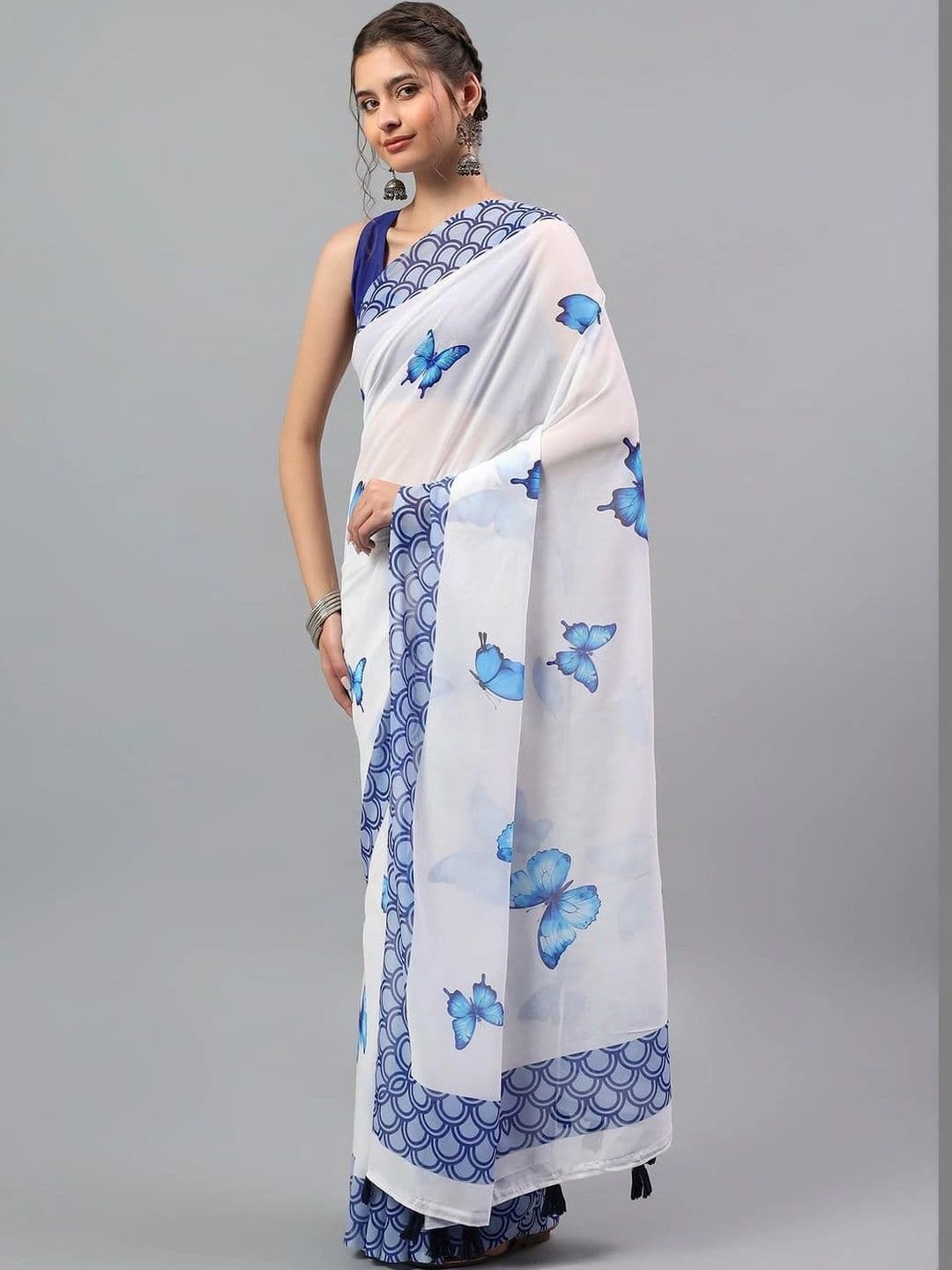 Pixie lane Floral Pure Georgette Saree - view 1