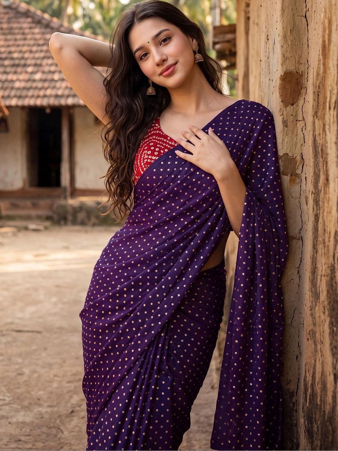 Looootnest Bandhani Pure Georgette Saree thumbnail 4
