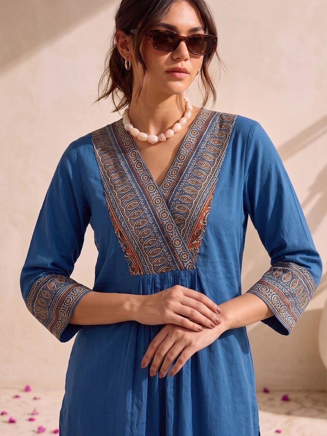 KALAMIR Women Ethnic Motifs Printed Cotton Straight Kurta thumbnail 6