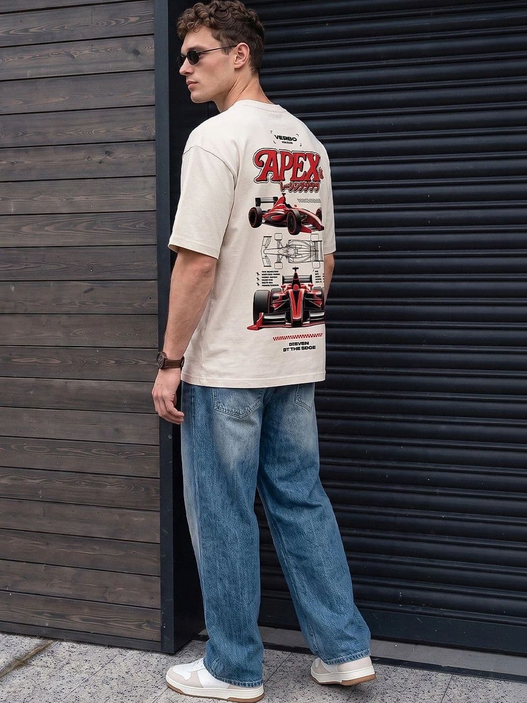 VEIRDO Men Printed Drop-Shoulder Sleeves Pure Cotton T-shirt thumbnail 3