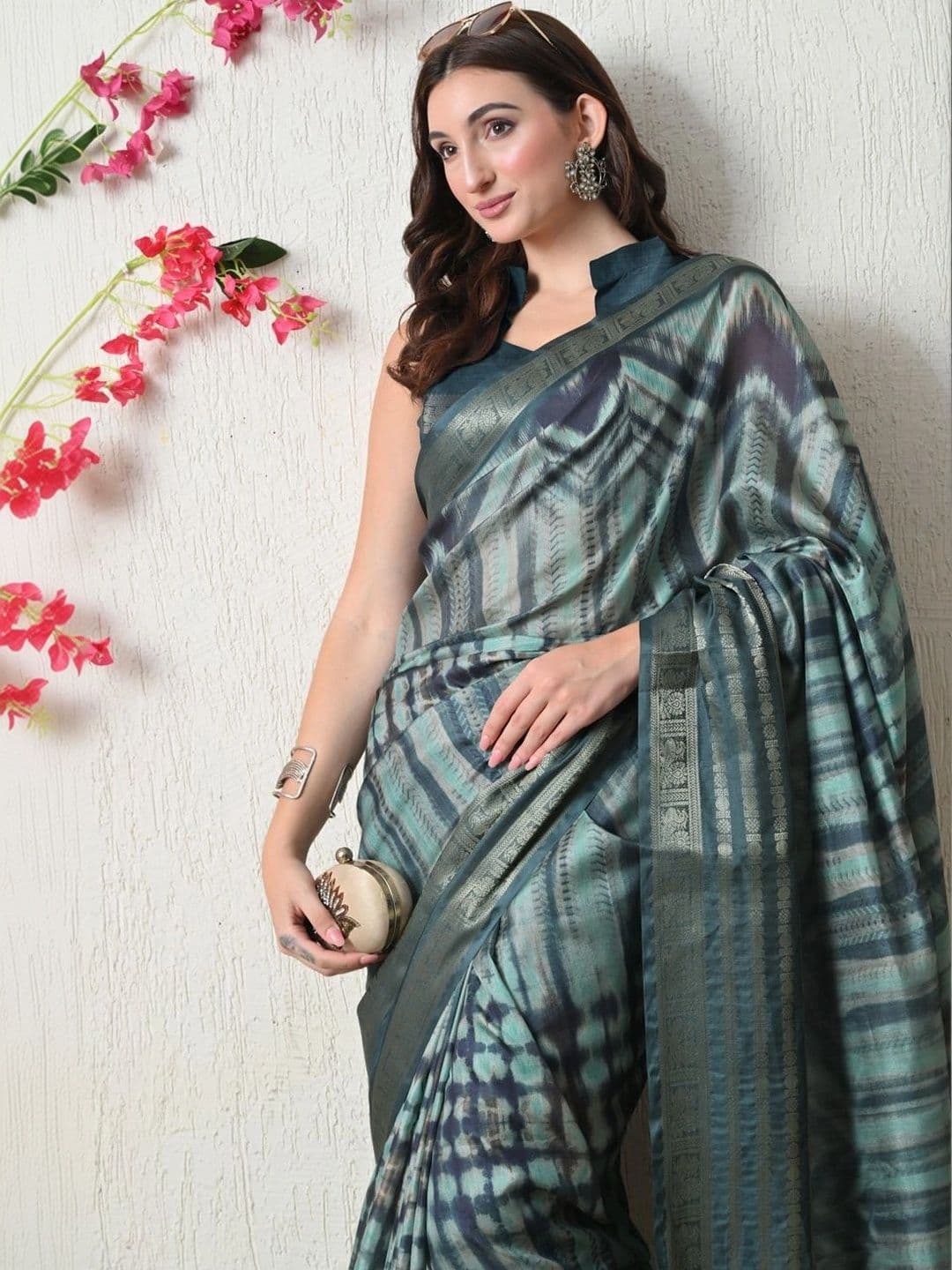 KALINI Tie and Dye Silk Cotton Saree thumbnail 6