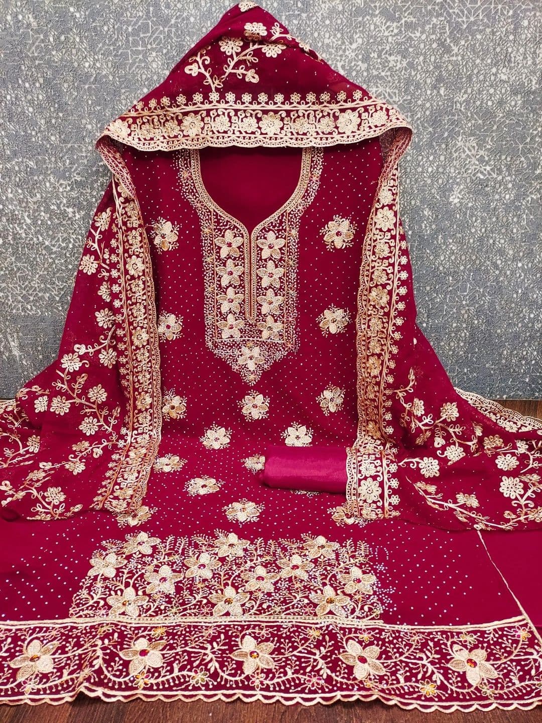 FASHCON Embroidered Unstitched Dress Material thumbnail 2