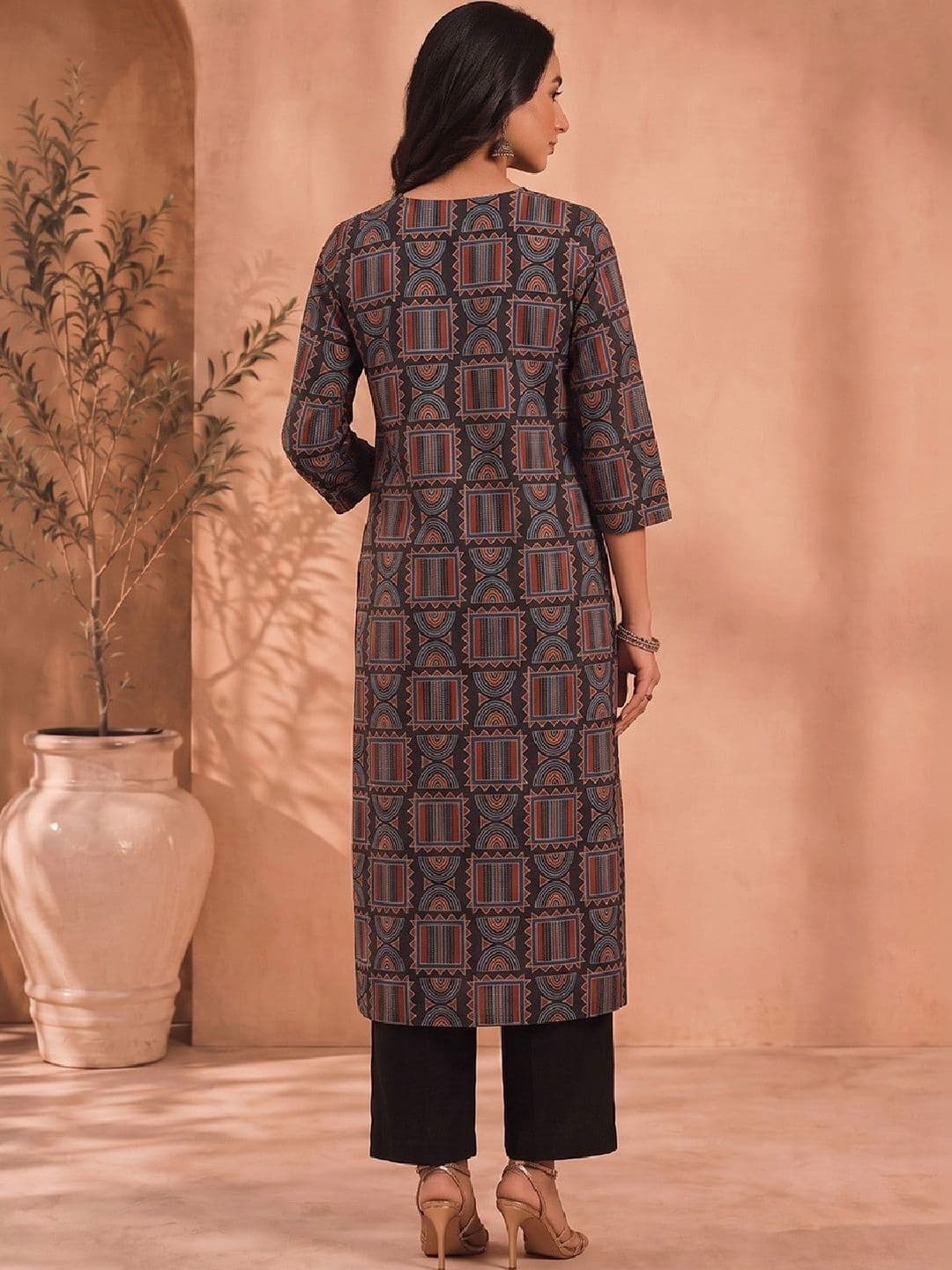 KALAMIR Women Ethnic Motifs Printed Thread Work Indie Prints Kurta thumbnail 5