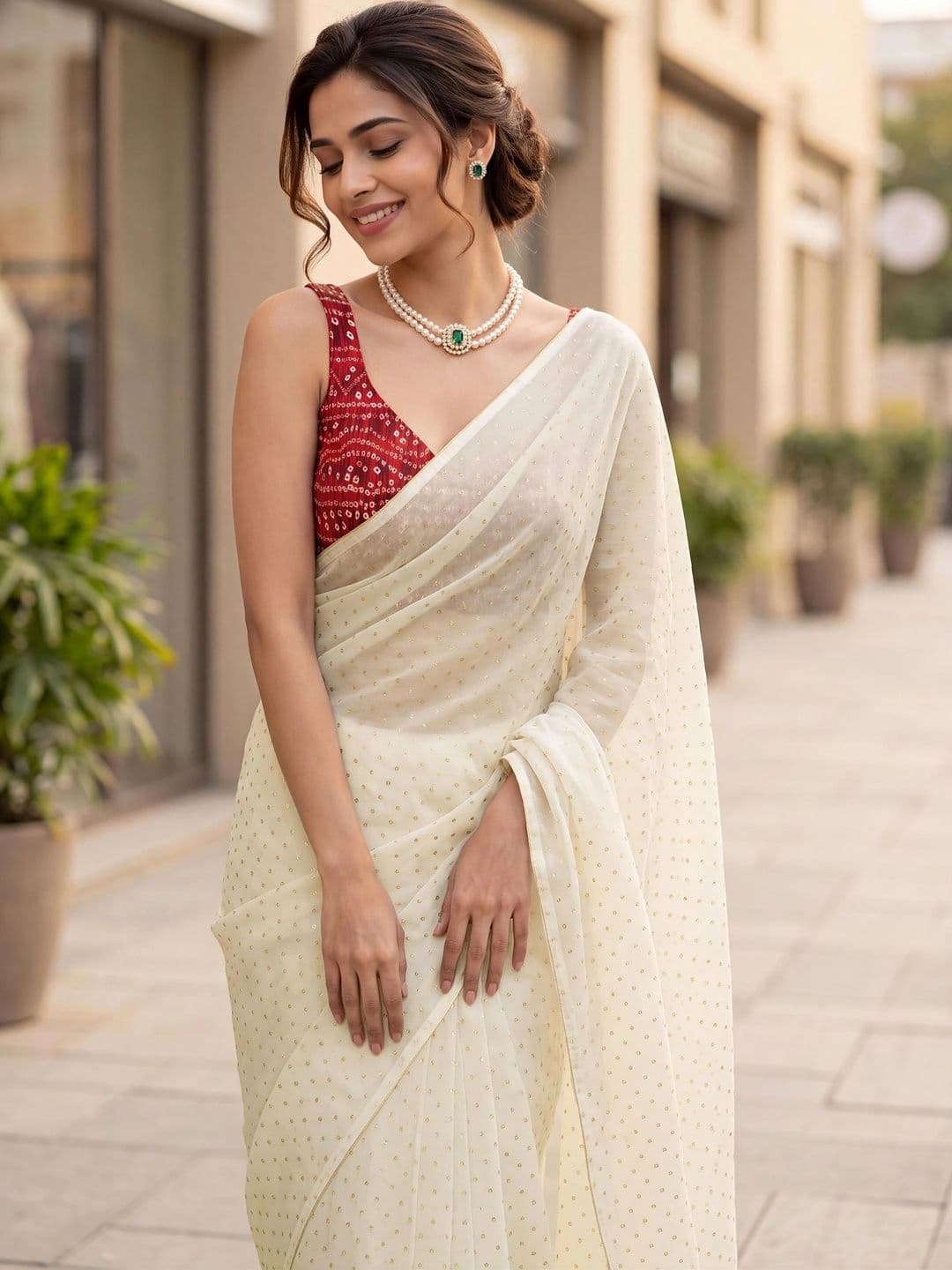 Looootnest Zari Pure Georgette Saree thumbnail 3