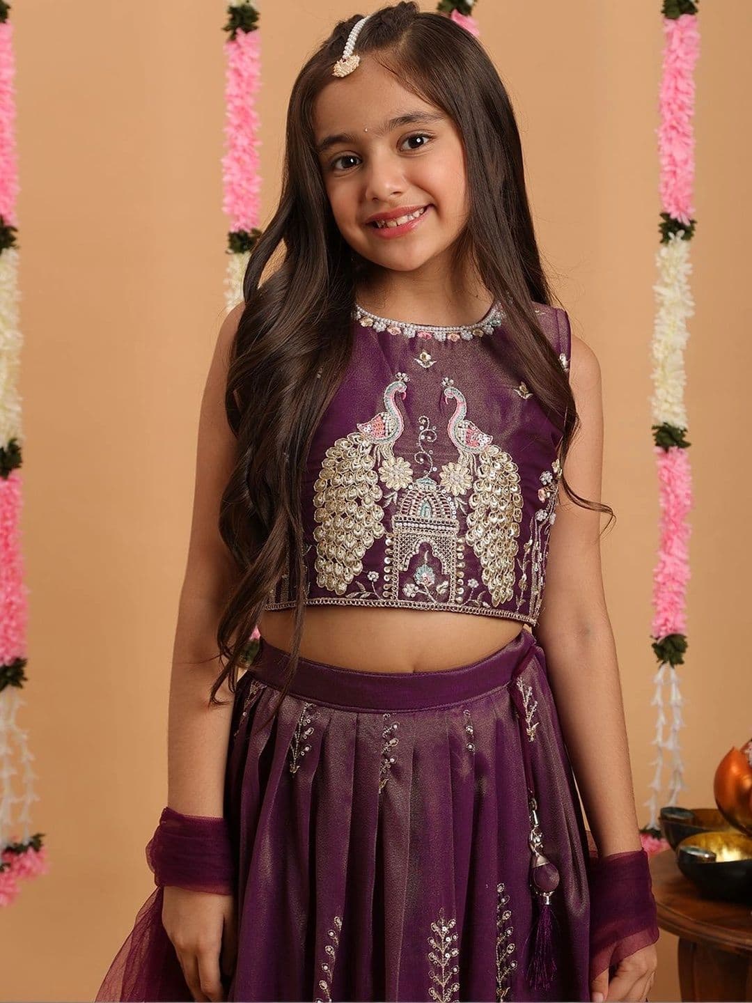 Tiny Kingdom Girls Embroidered Thread Work Ready to Wear Lehenga & Blouse With Dupatta thumbnail 3