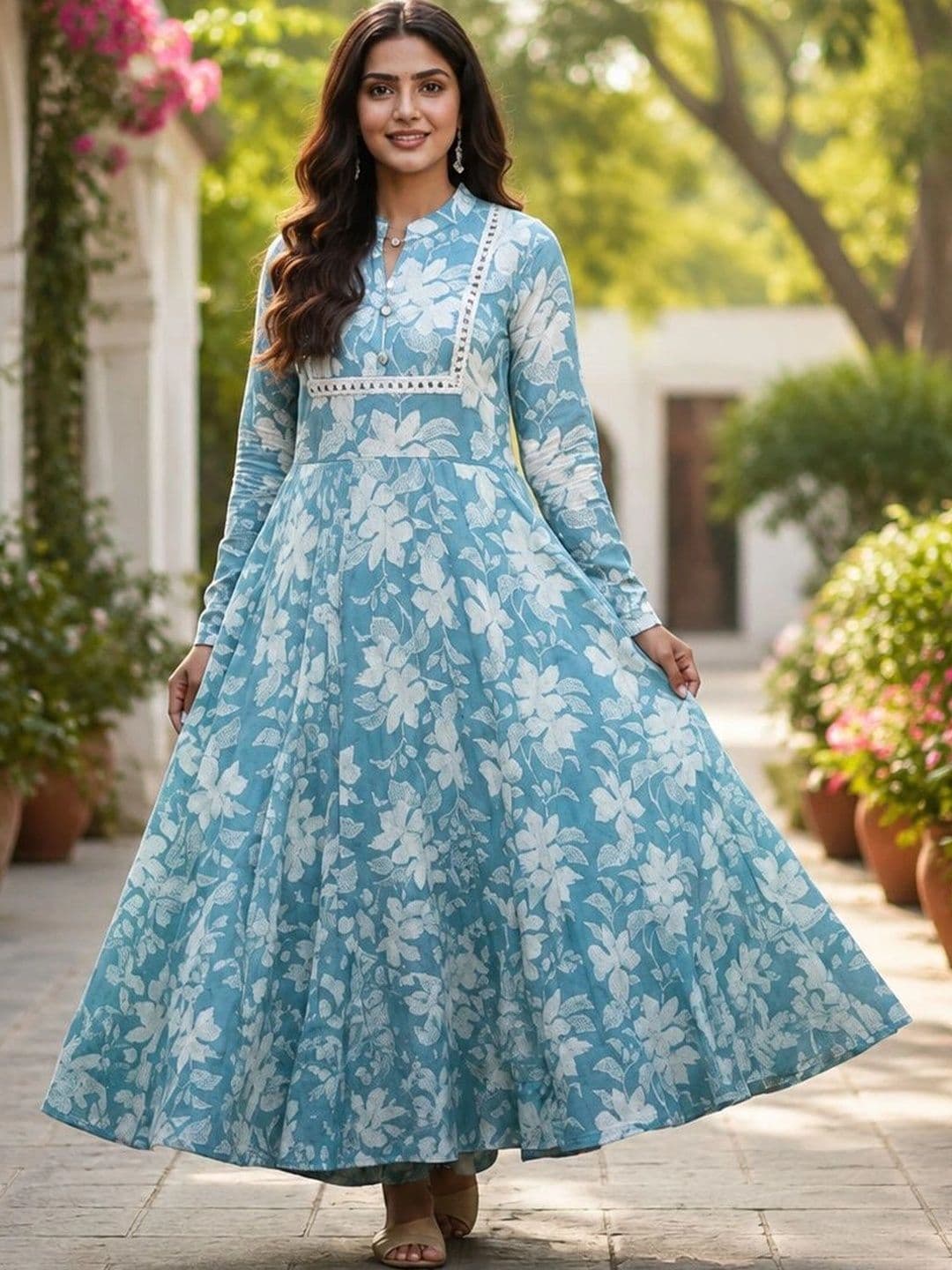 AJ ART Women Floral Printed Floral Anarkali Kurta - view 1