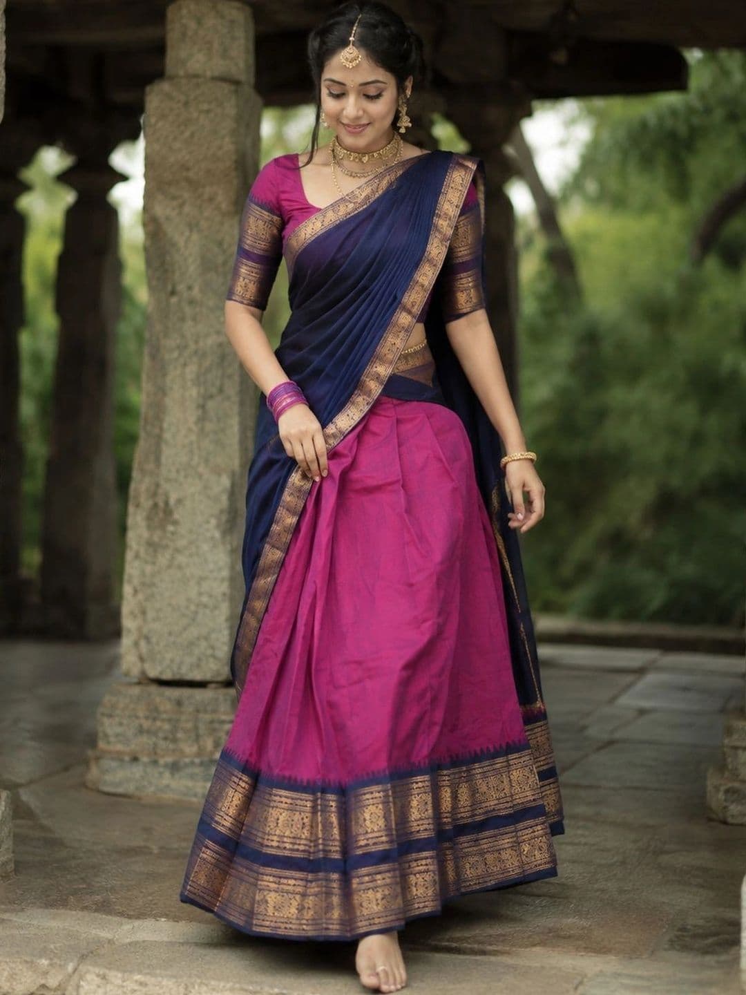 JIVUBA Embellished Ready to Wear Lehenga & Unstitched Blouse With Dupatta thumbnail 2