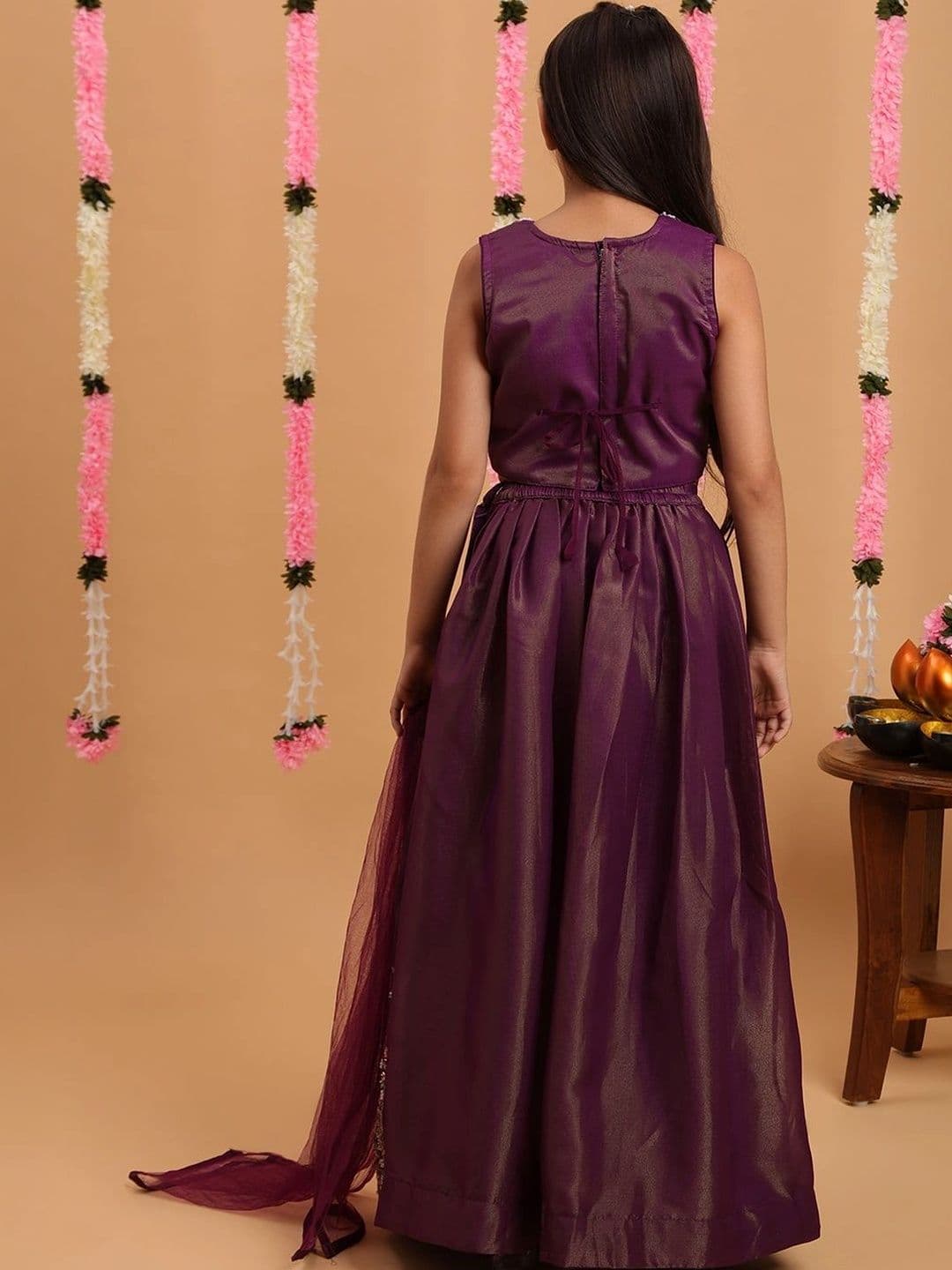 Tiny Kingdom Girls Embroidered Thread Work Ready to Wear Lehenga & Blouse With Dupatta thumbnail 4