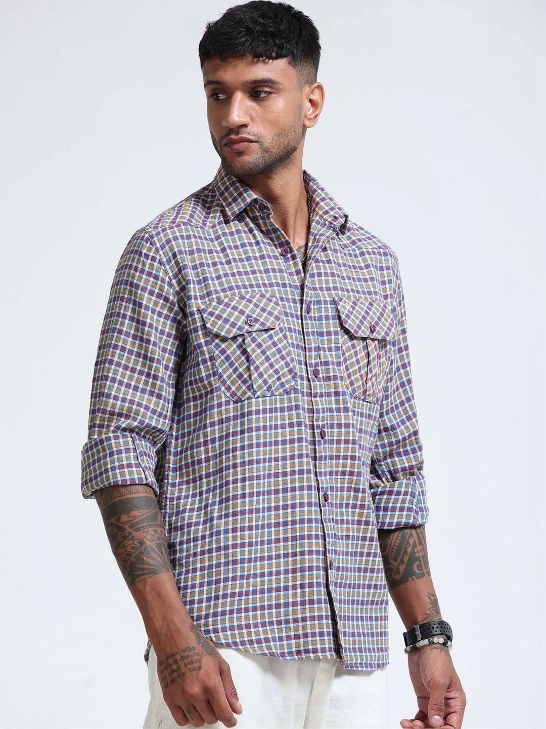 FashionDistrict Men Comfort Sheer Checked Casual Shirt thumbnail 2