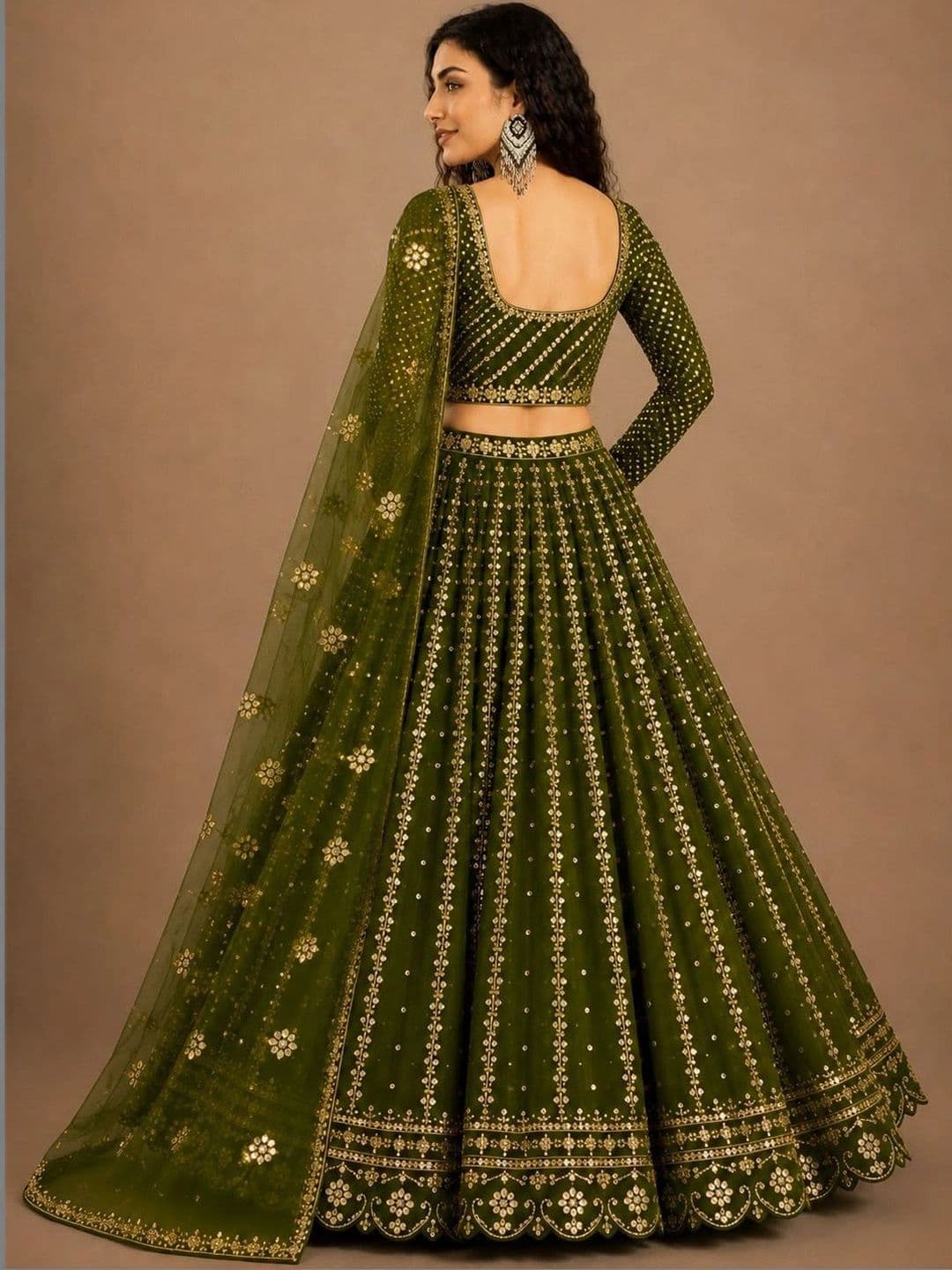 House of Pataudi Embellished Mirror Work Ready to Wear Lehenga & Blouse With Dupatta thumbnail 5